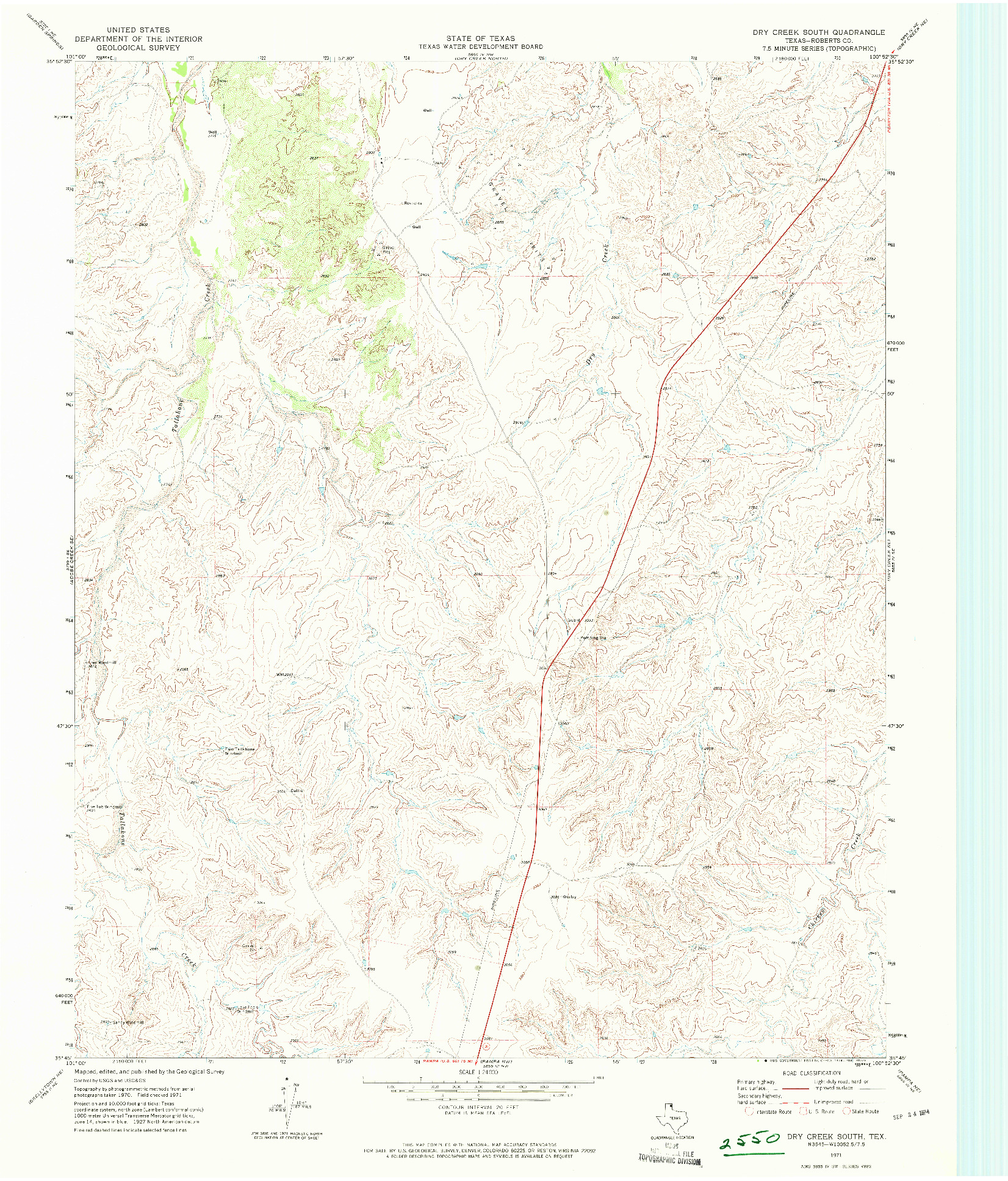 USGS 1:24000-SCALE QUADRANGLE FOR DRY CREEK SOUTH, TX 1971