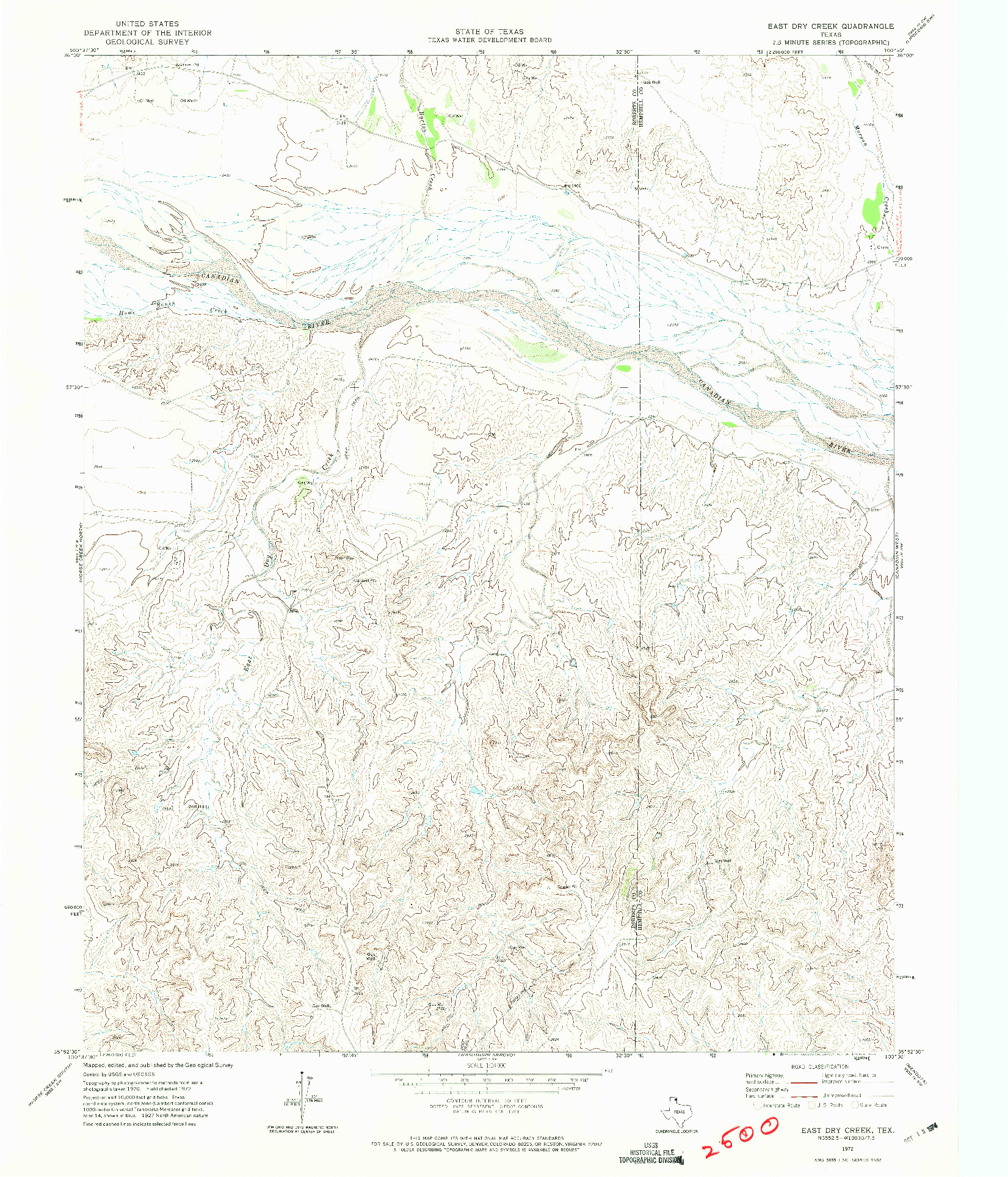 USGS 1:24000-SCALE QUADRANGLE FOR EAST DRY CREEK, TX 1972