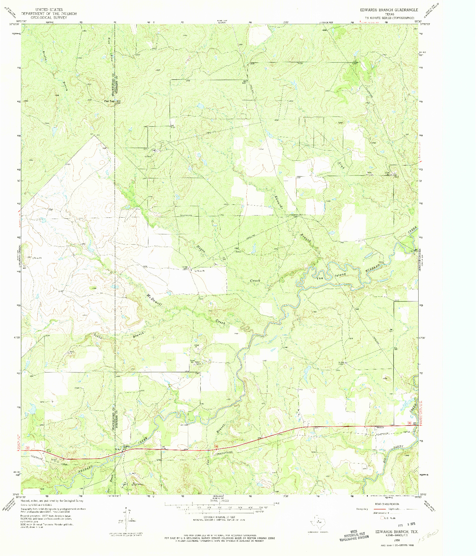 USGS 1:24000-SCALE QUADRANGLE FOR EDWARDS BRANCH, TX 1958