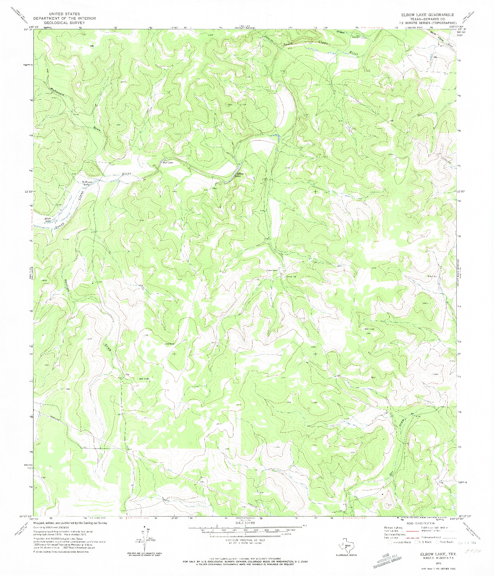 USGS 1:24000-SCALE QUADRANGLE FOR ELBOW LAKE, TX 1971