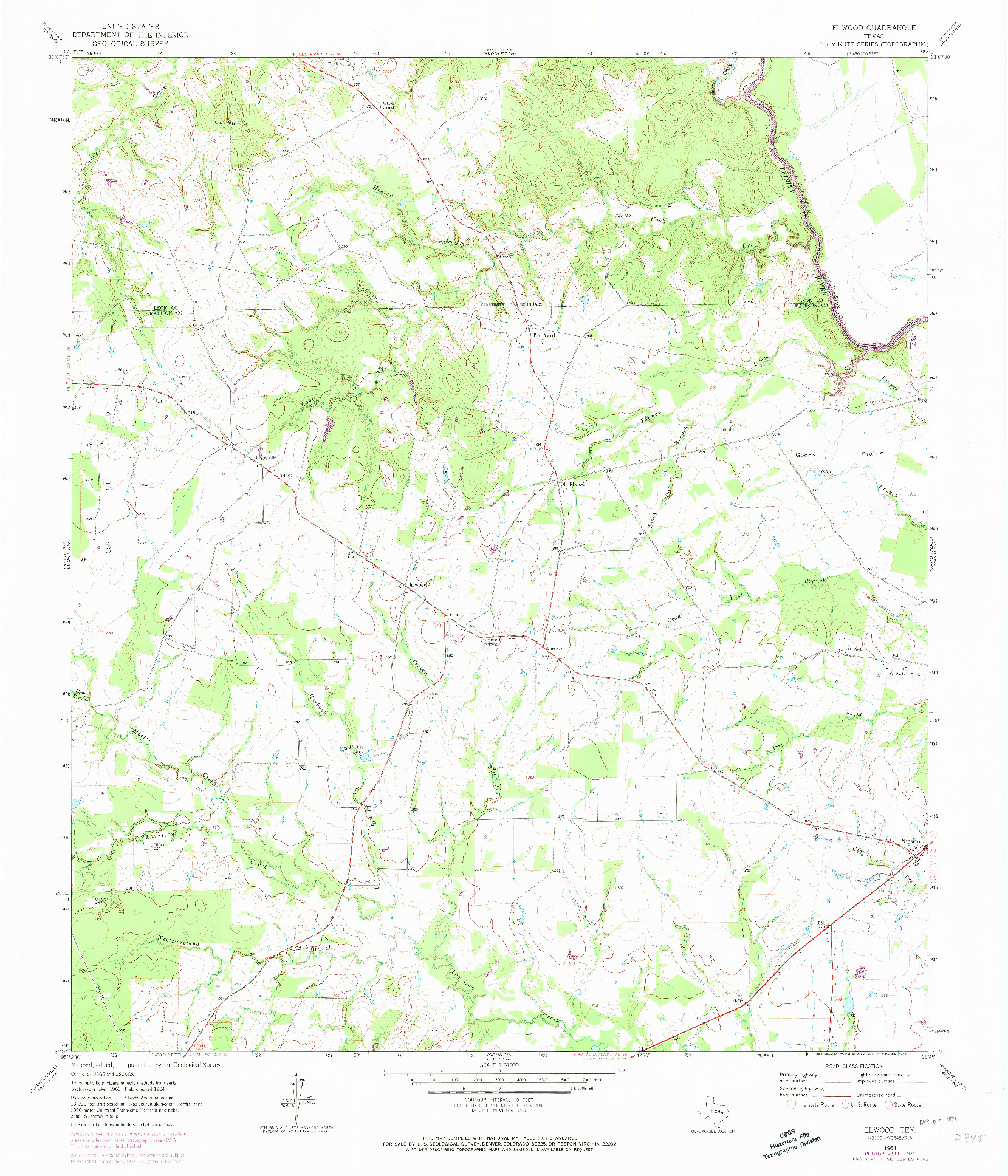 USGS 1:24000-SCALE QUADRANGLE FOR ELWOOD, TX 1964