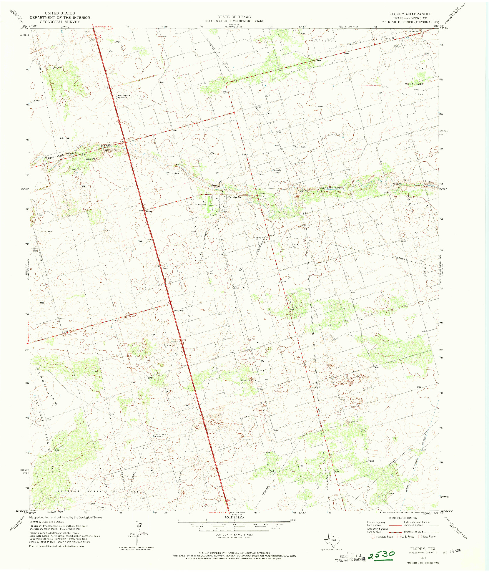 USGS 1:24000-SCALE QUADRANGLE FOR FLOREY, TX 1971