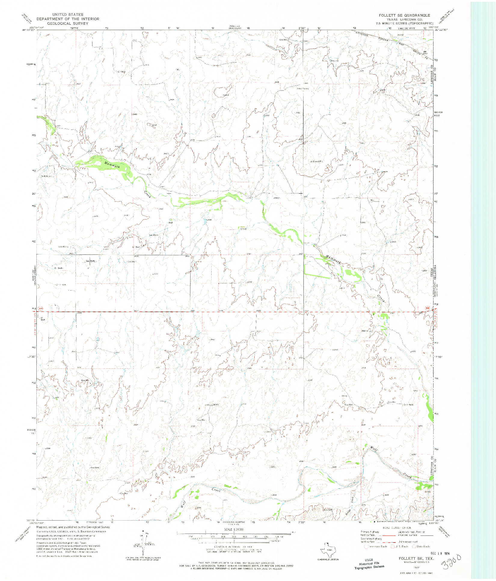 USGS 1:24000-SCALE QUADRANGLE FOR FOLLETT SE, TX 1972