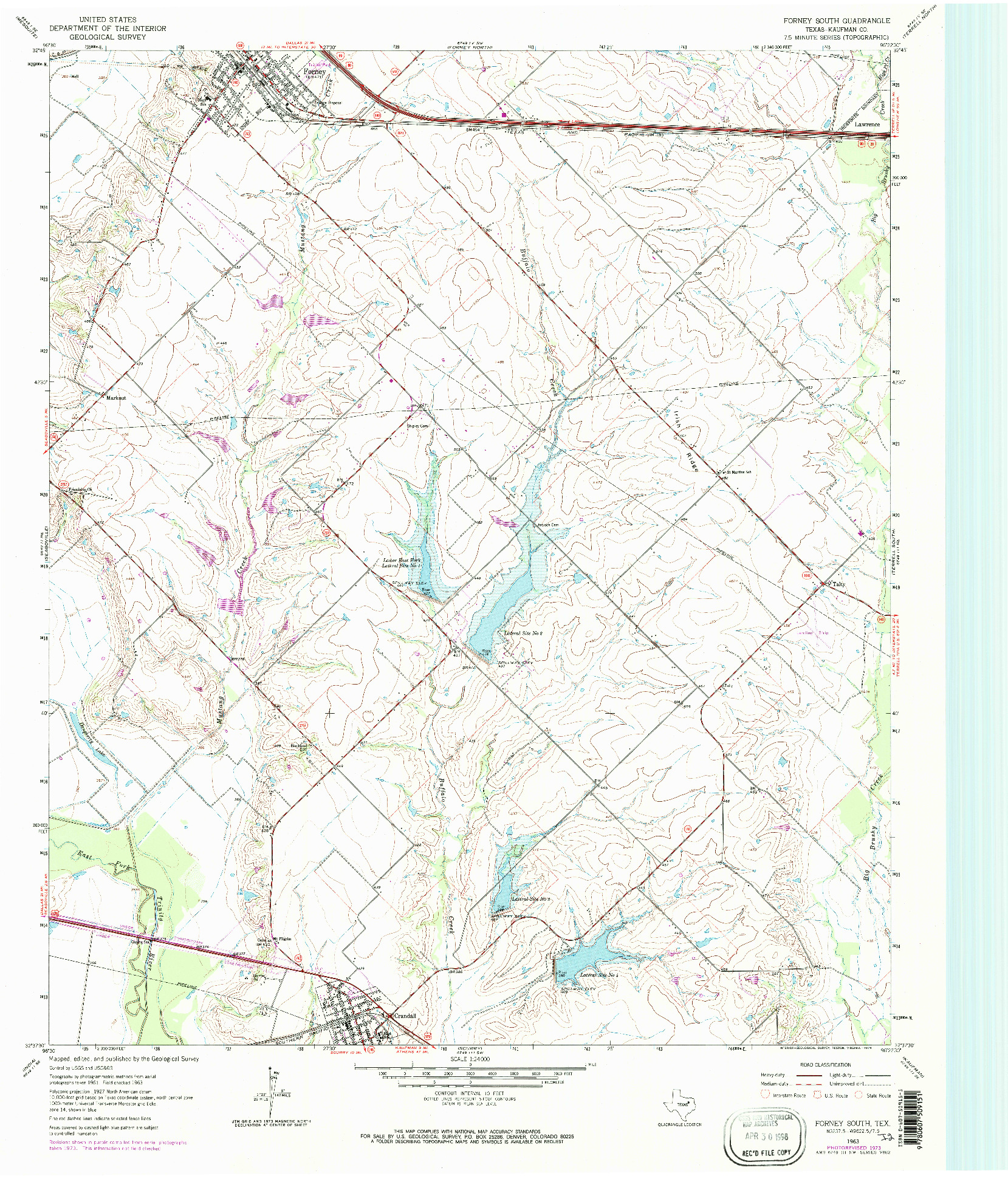 USGS 1:24000-SCALE QUADRANGLE FOR FORNEY SOUTH, TX 1963