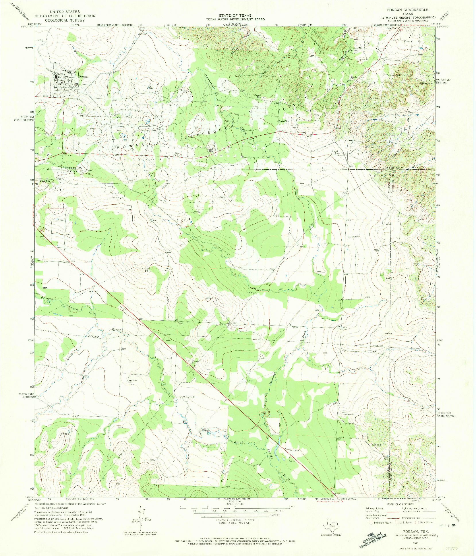 USGS 1:24000-SCALE QUADRANGLE FOR FORSAN, TX 1971