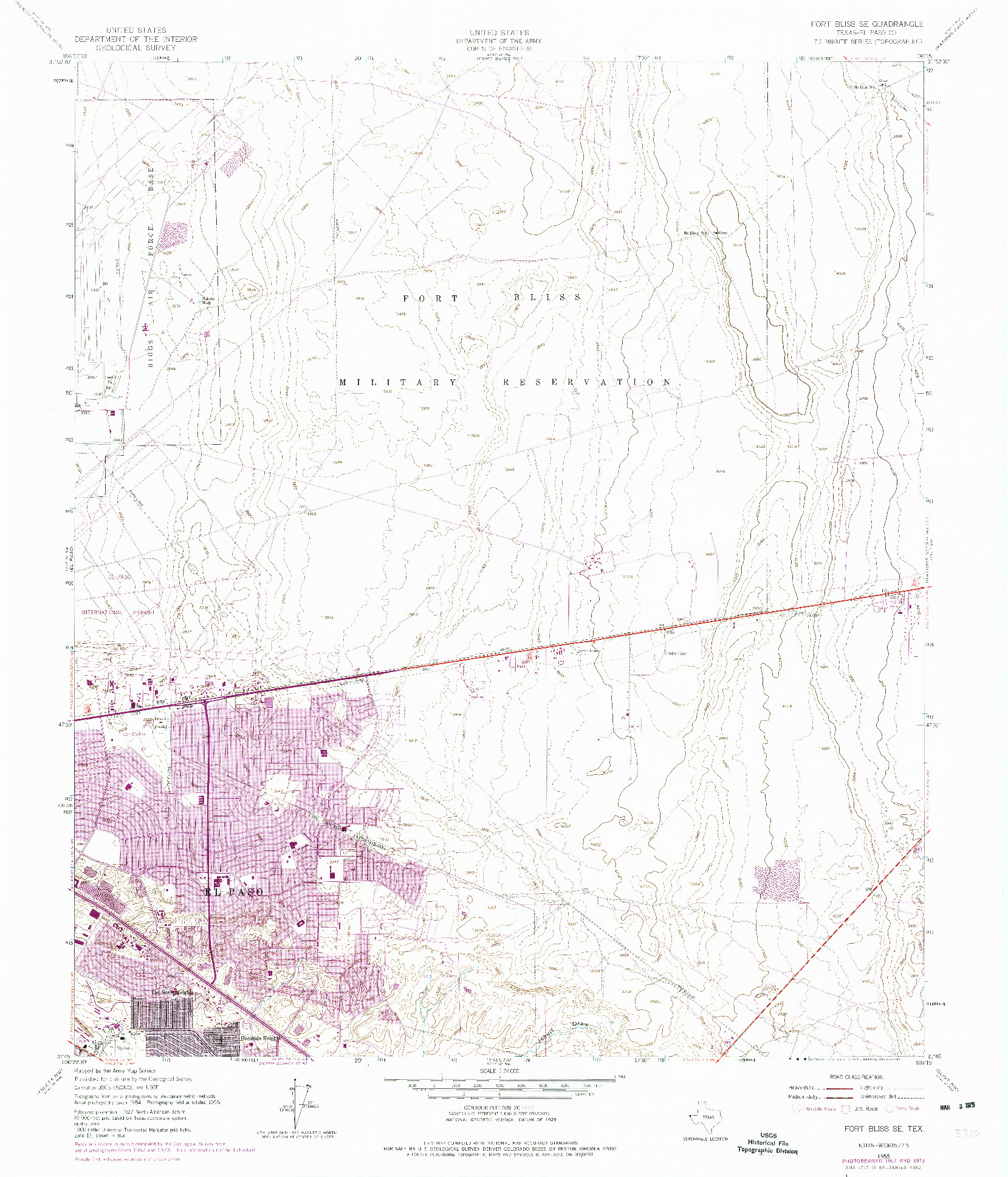 USGS 1:24000-SCALE QUADRANGLE FOR FORT BLISS SE, TX 1955