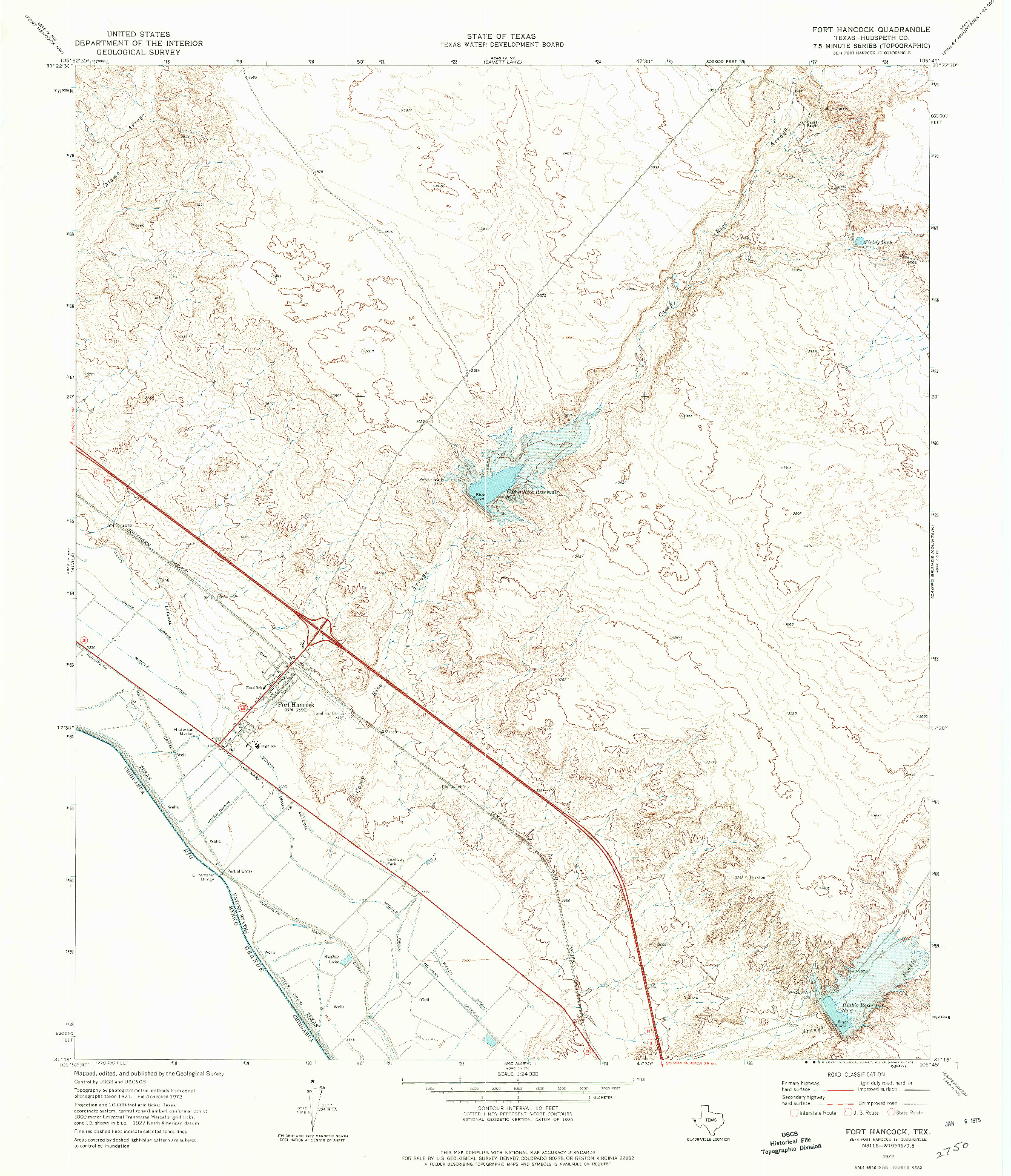 USGS 1:24000-SCALE QUADRANGLE FOR FORT HANCOCK, TX 1972