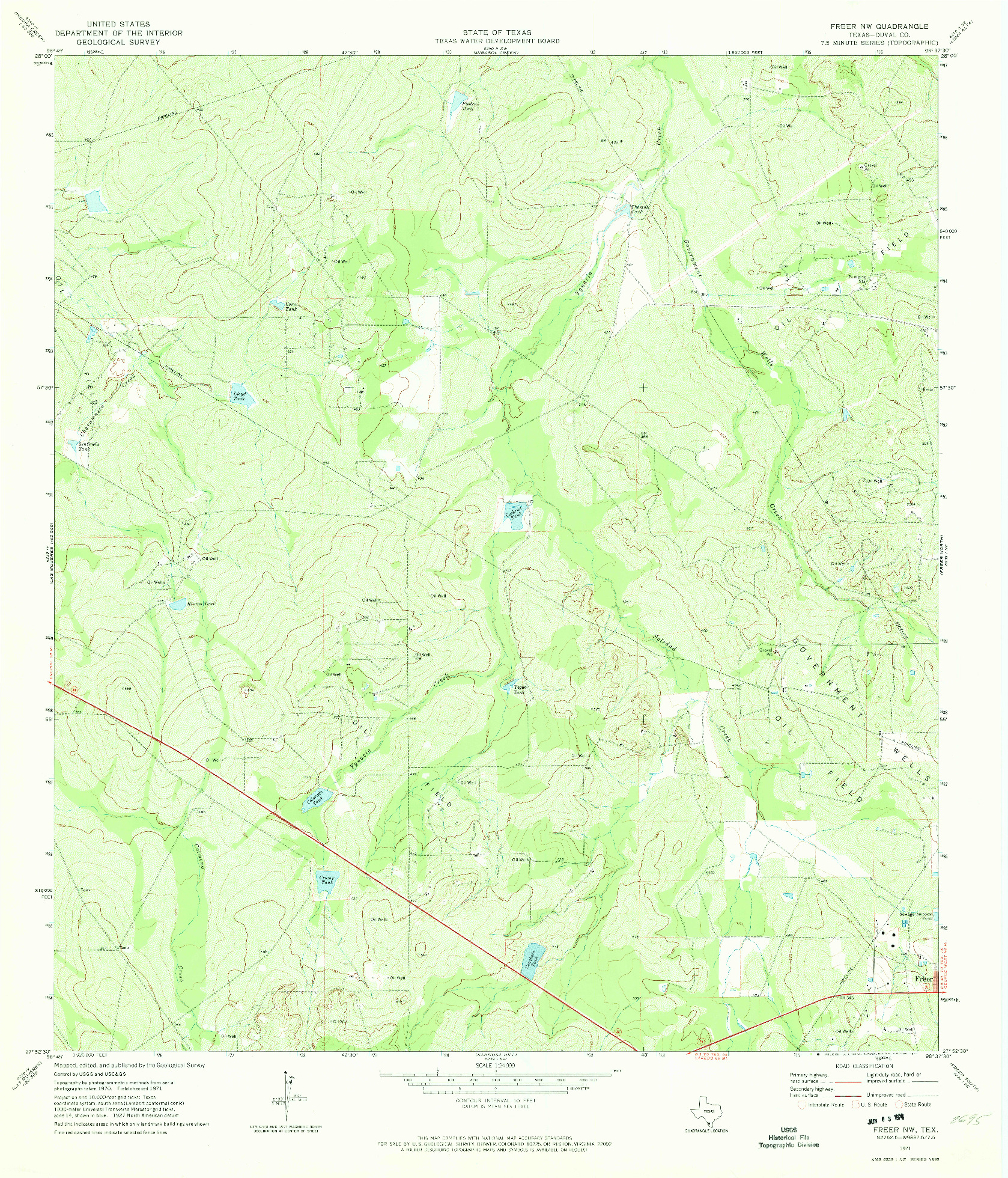 USGS 1:24000-SCALE QUADRANGLE FOR FREER NW, TX 1971