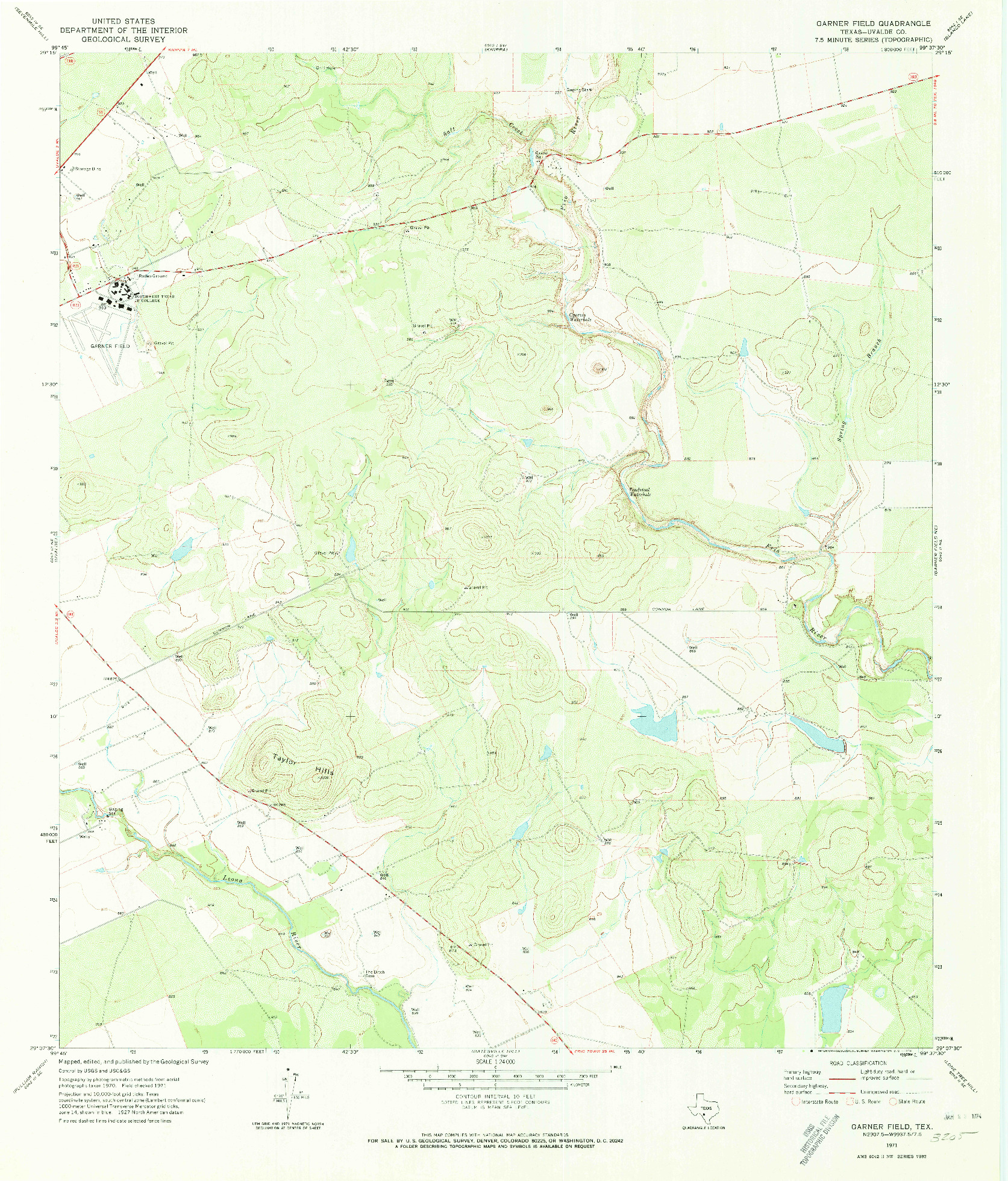 USGS 1:24000-SCALE QUADRANGLE FOR GARNER FIELD, TX 1971