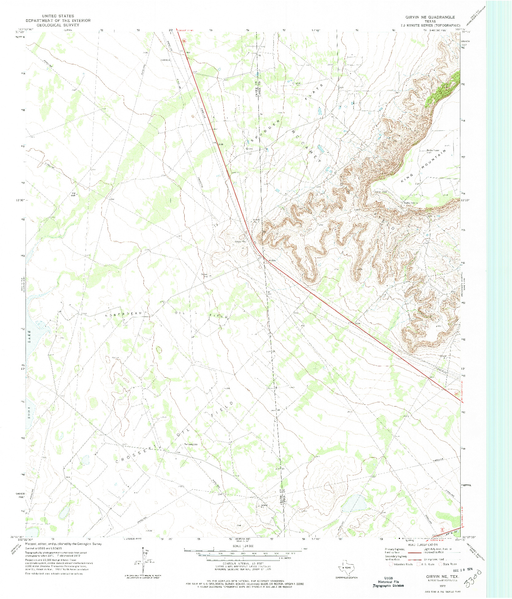 USGS 1:24000-SCALE QUADRANGLE FOR GIRVIN NE, TX 1972