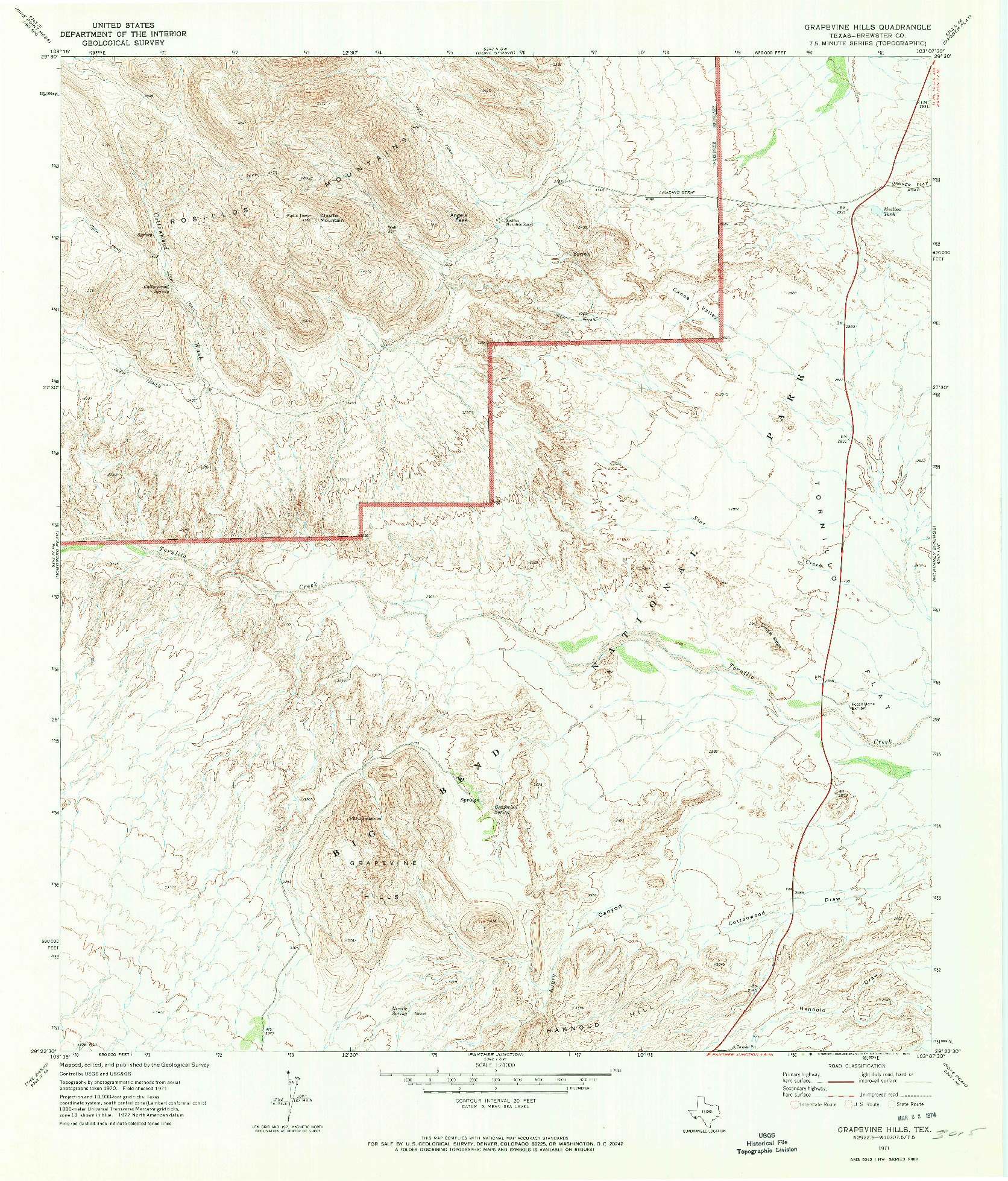 USGS 1:24000-SCALE QUADRANGLE FOR GRAPEVINE HILLS, TX 1971