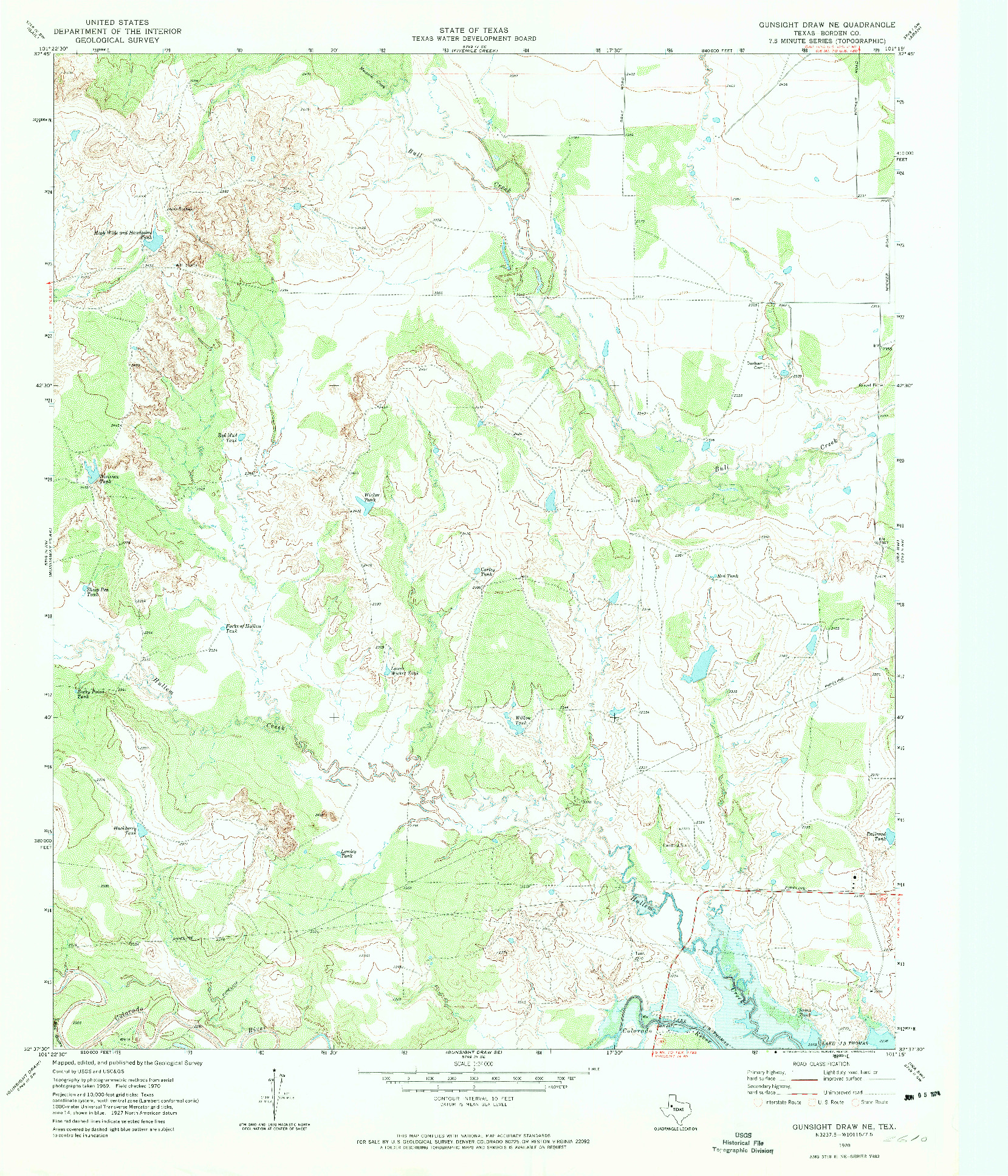 USGS 1:24000-SCALE QUADRANGLE FOR GUNSIGHT DRAW NE, TX 1970