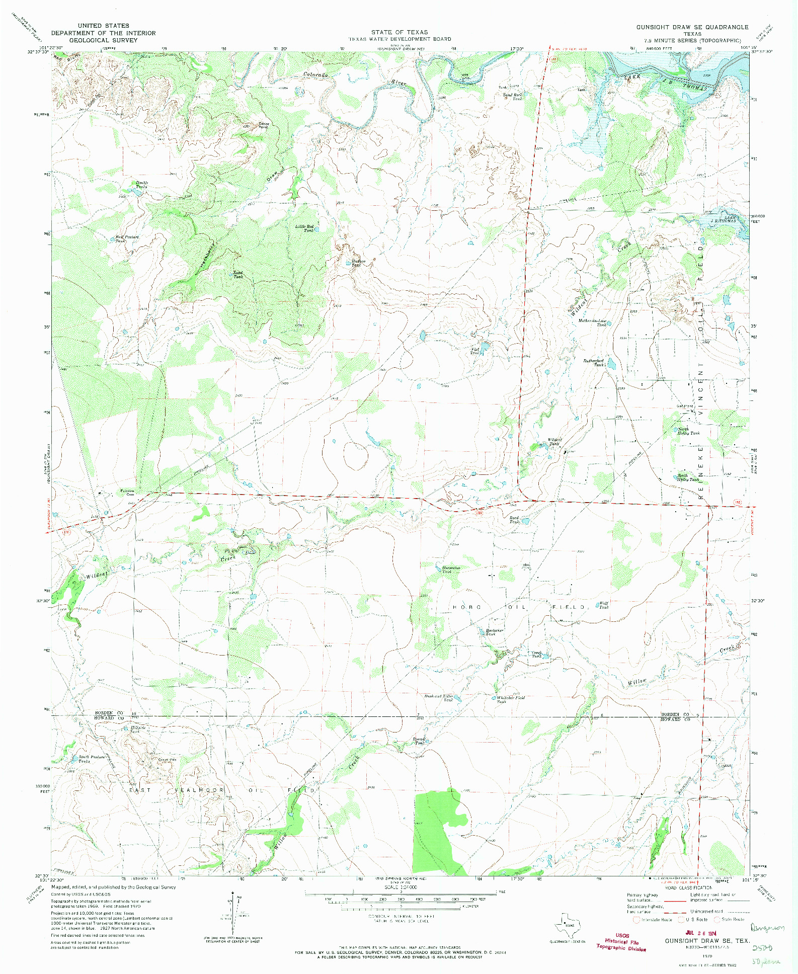 USGS 1:24000-SCALE QUADRANGLE FOR GUNSIGHT DRAW SE, TX 1970