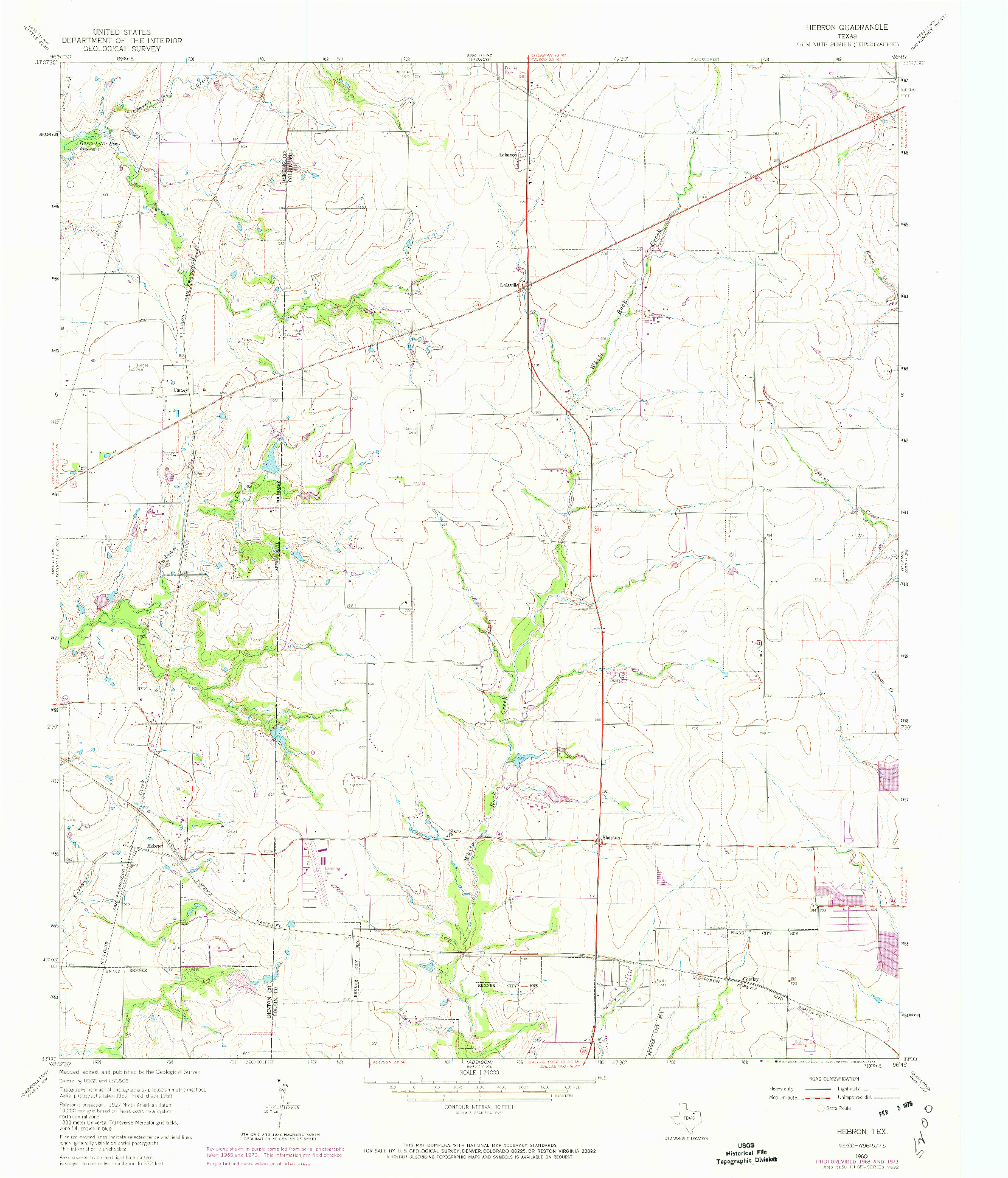 USGS 1:24000-SCALE QUADRANGLE FOR HEBRON, TX 1960