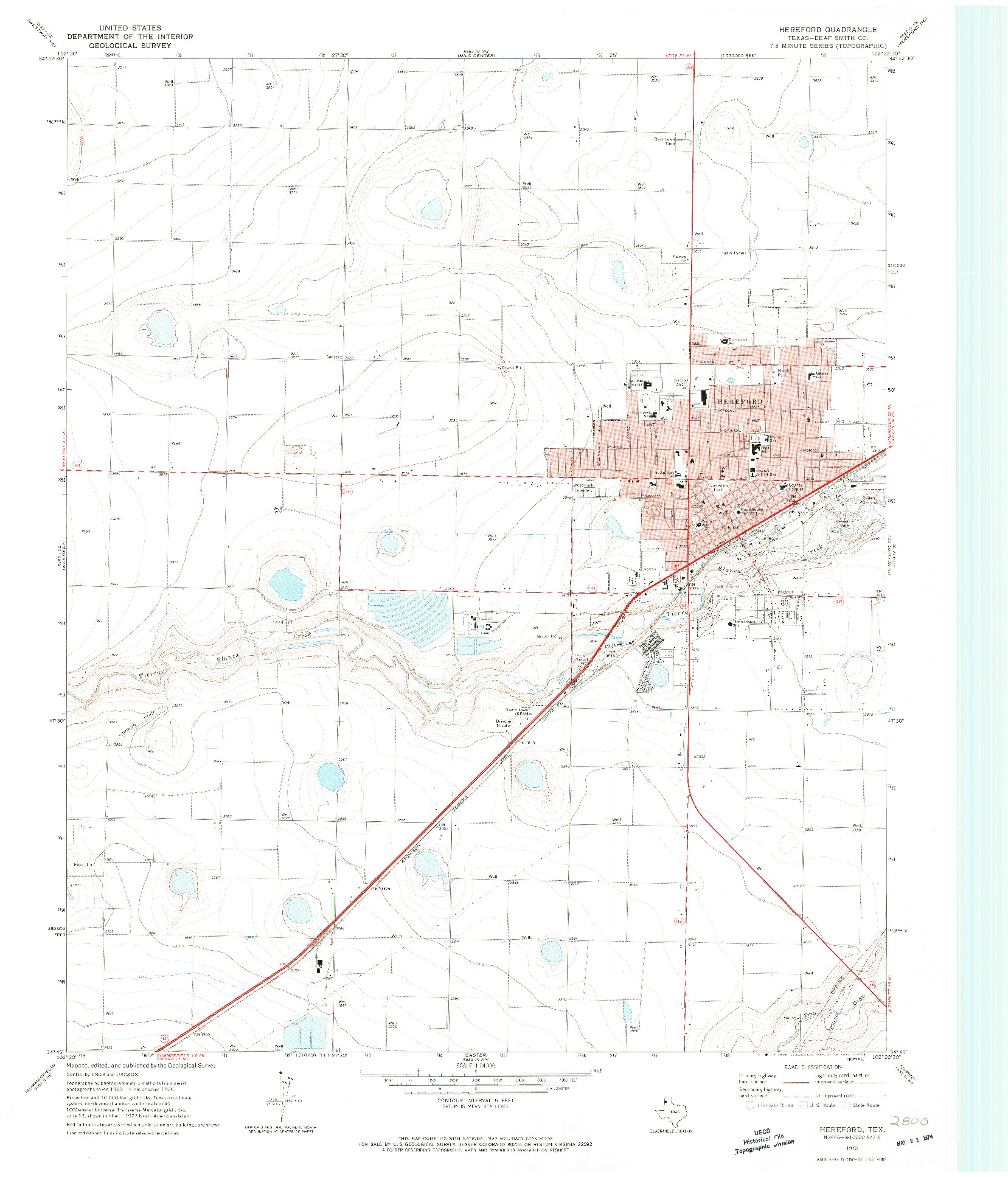 USGS 1:24000-SCALE QUADRANGLE FOR HEREFORD, TX 1970