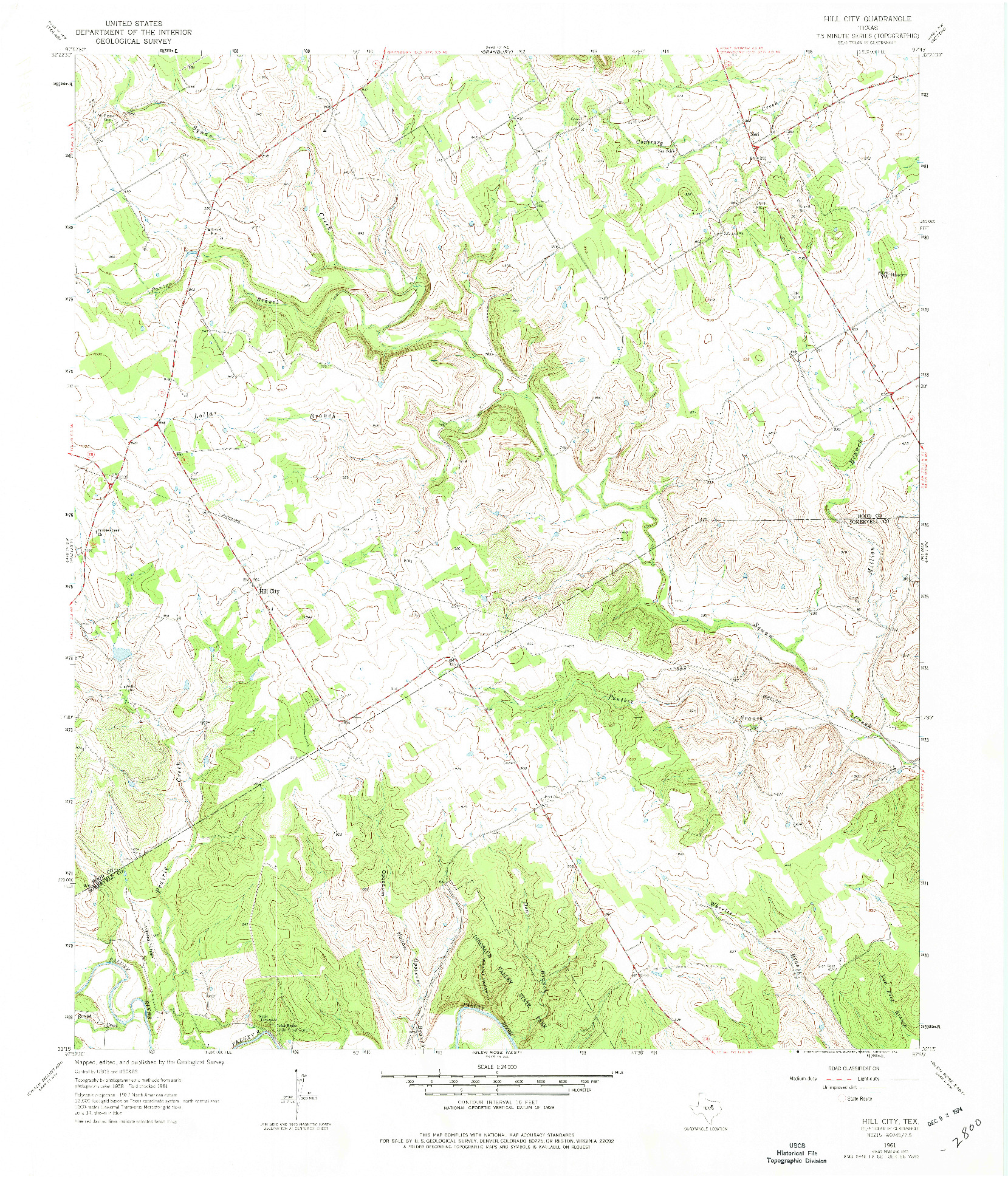 USGS 1:24000-SCALE QUADRANGLE FOR HILL CITY, TX 1961