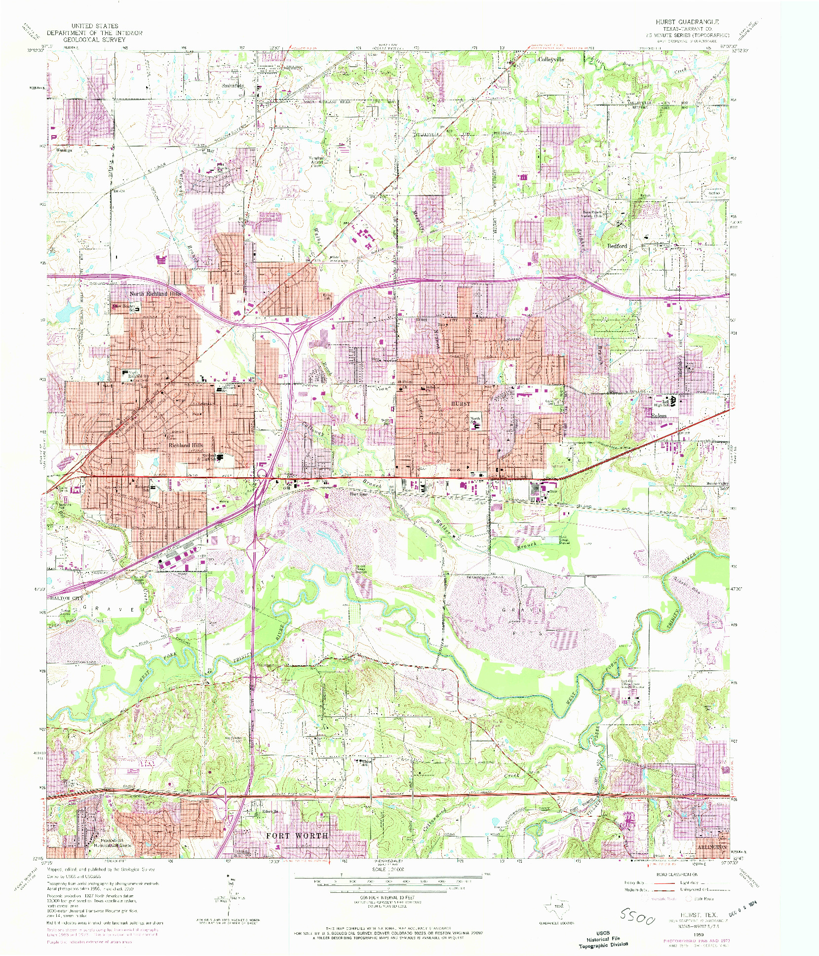 USGS 1:24000-SCALE QUADRANGLE FOR HURST, TX 1959