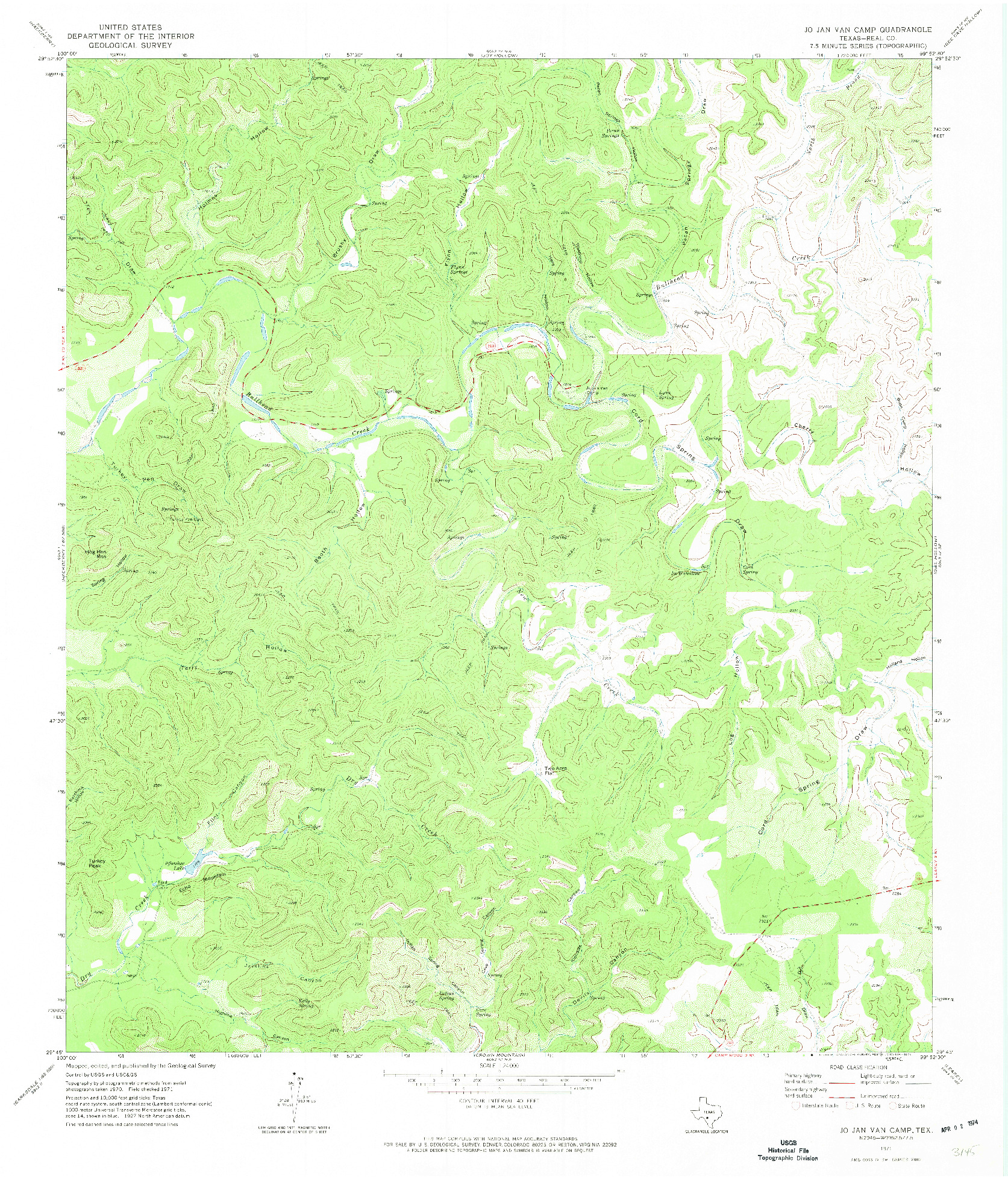 USGS 1:24000-SCALE QUADRANGLE FOR JO JAN VAN CAMP, TX 1971