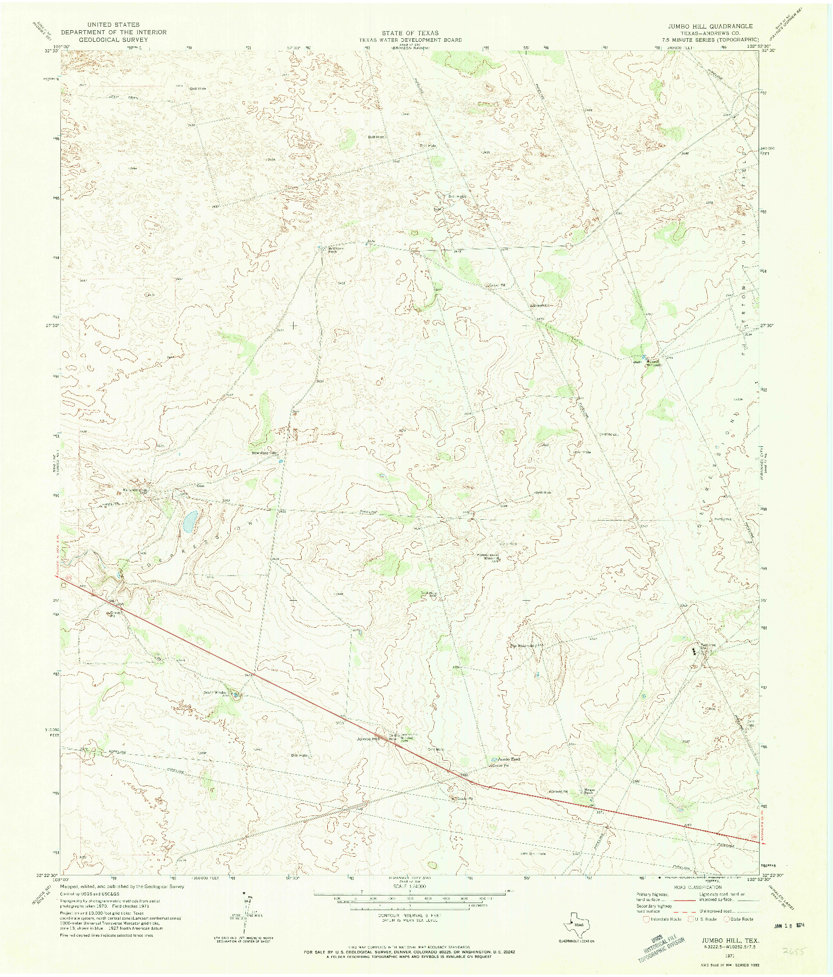 USGS 1:24000-SCALE QUADRANGLE FOR JUMBO HILL, TX 1971