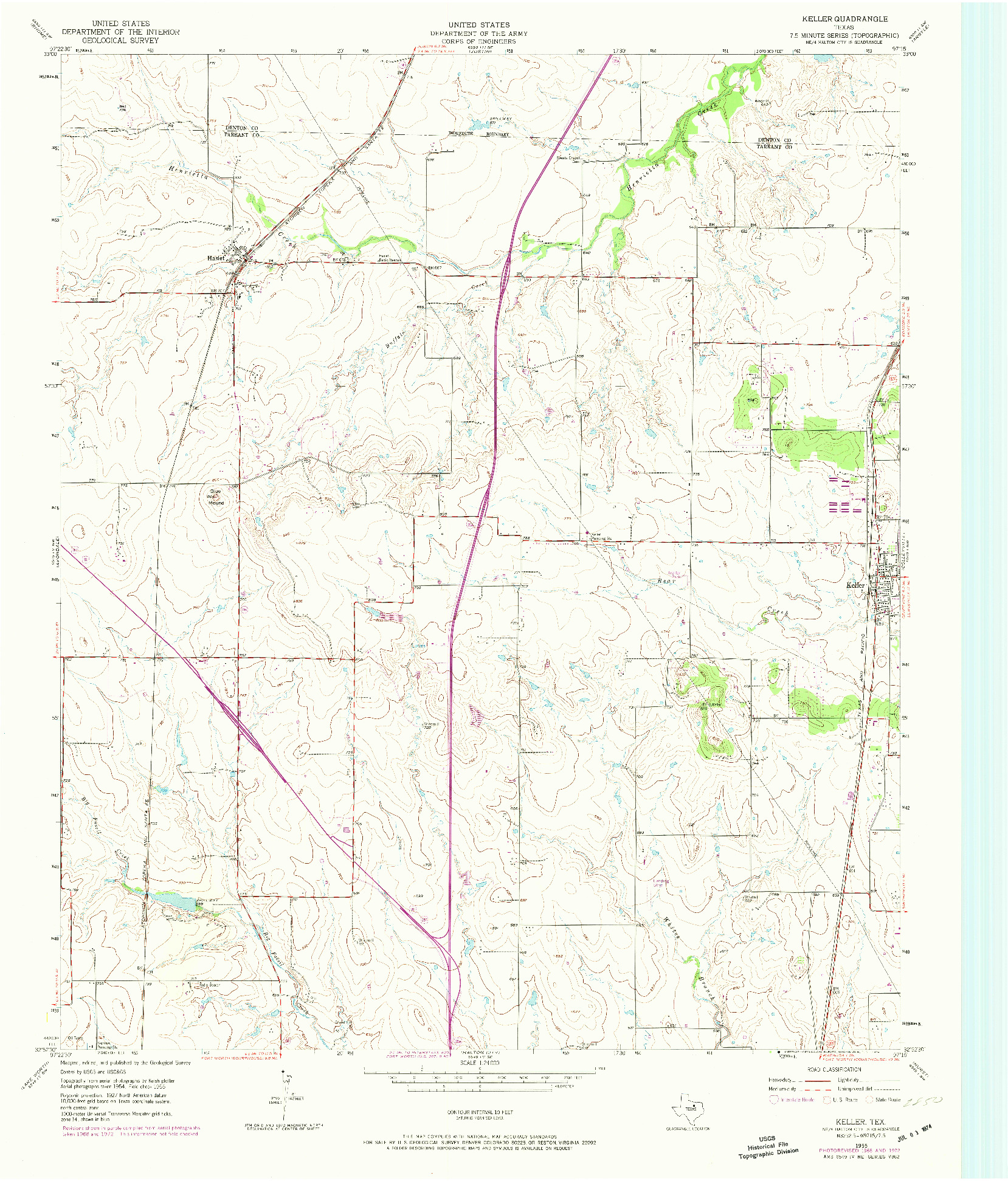 USGS 1:24000-SCALE QUADRANGLE FOR KELLER, TX 1955