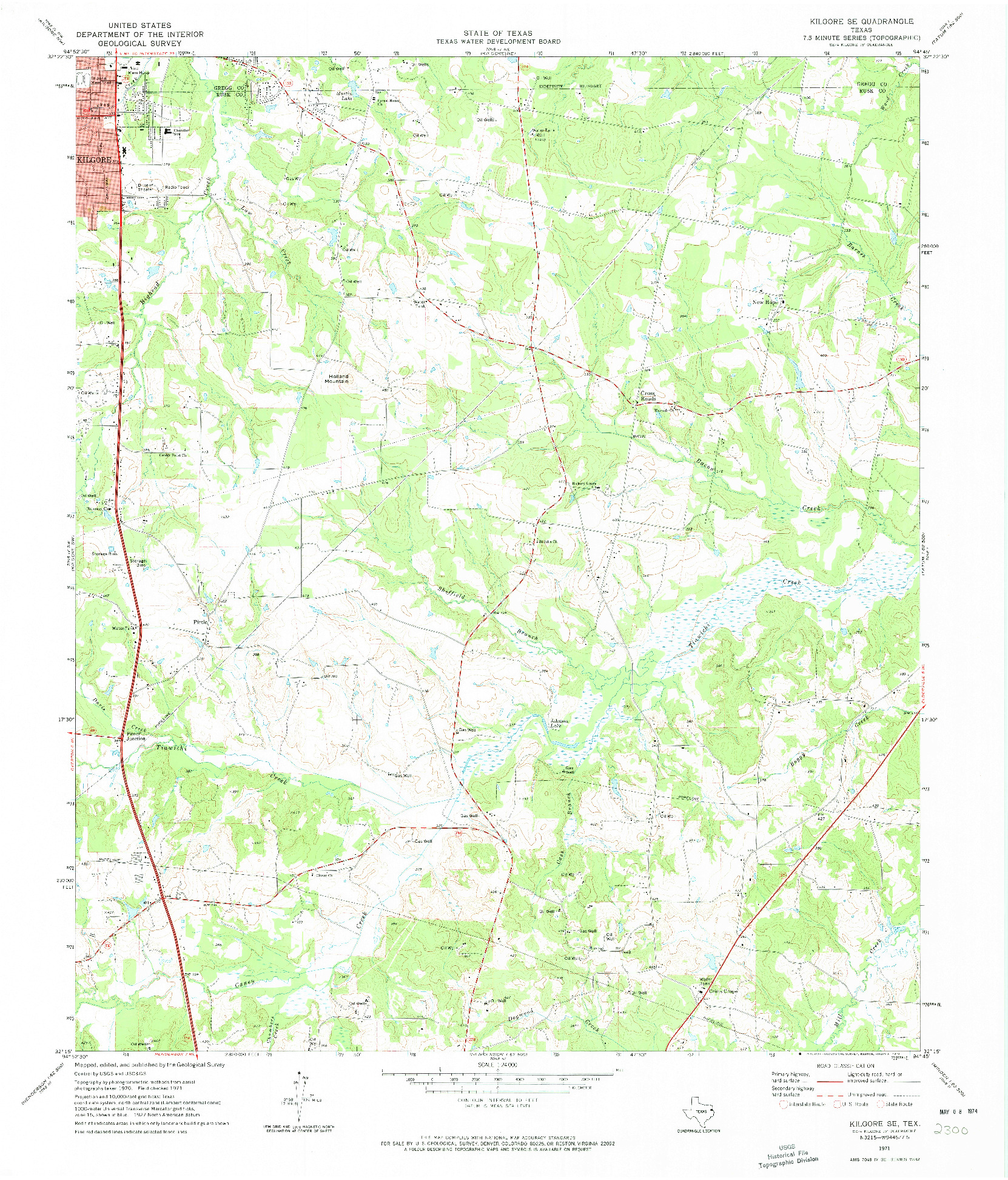 USGS 1:24000-SCALE QUADRANGLE FOR KILGORE SE, TX 1971