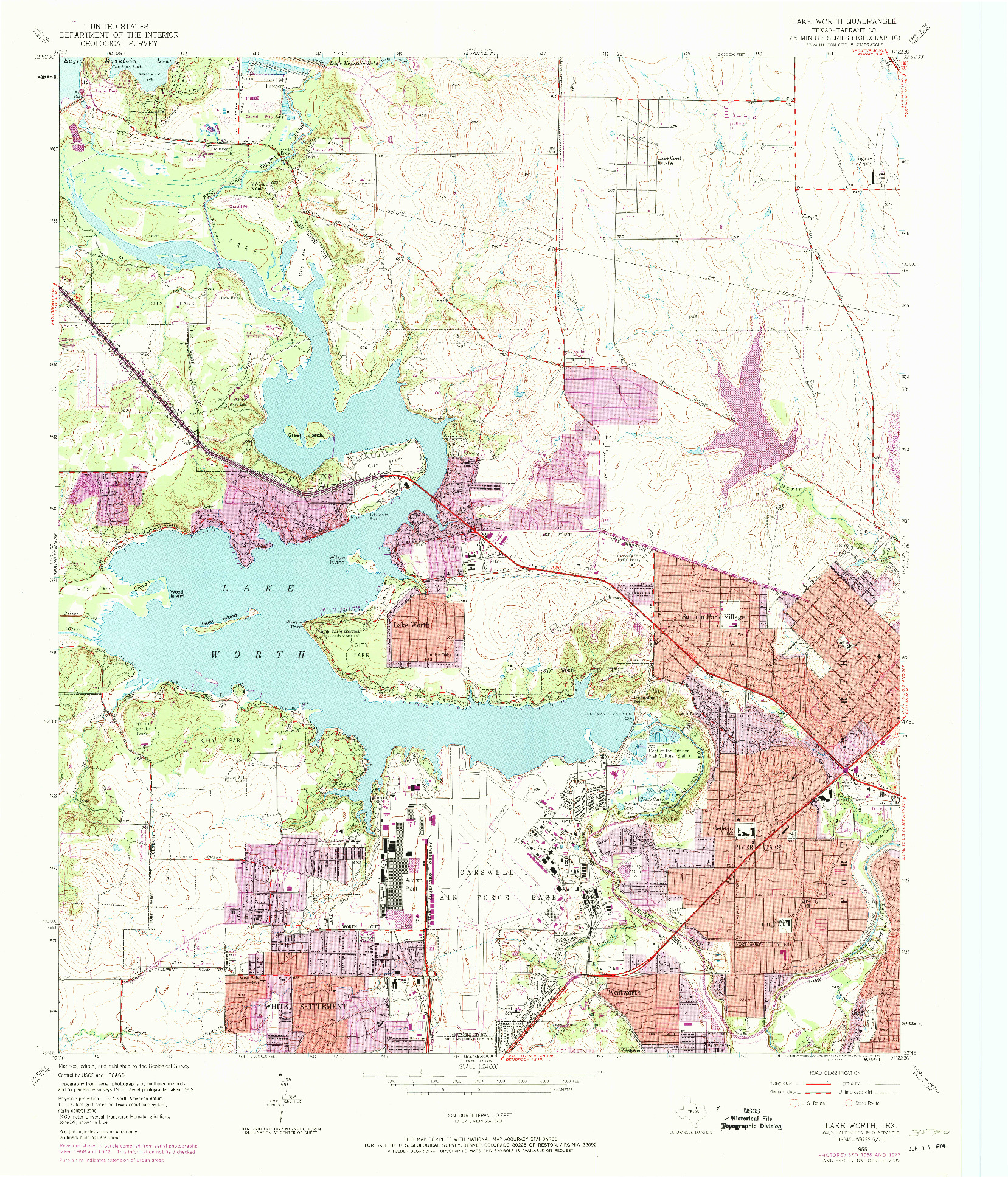 USGS 1:24000-SCALE QUADRANGLE FOR LAKE WORTH, TX 1955