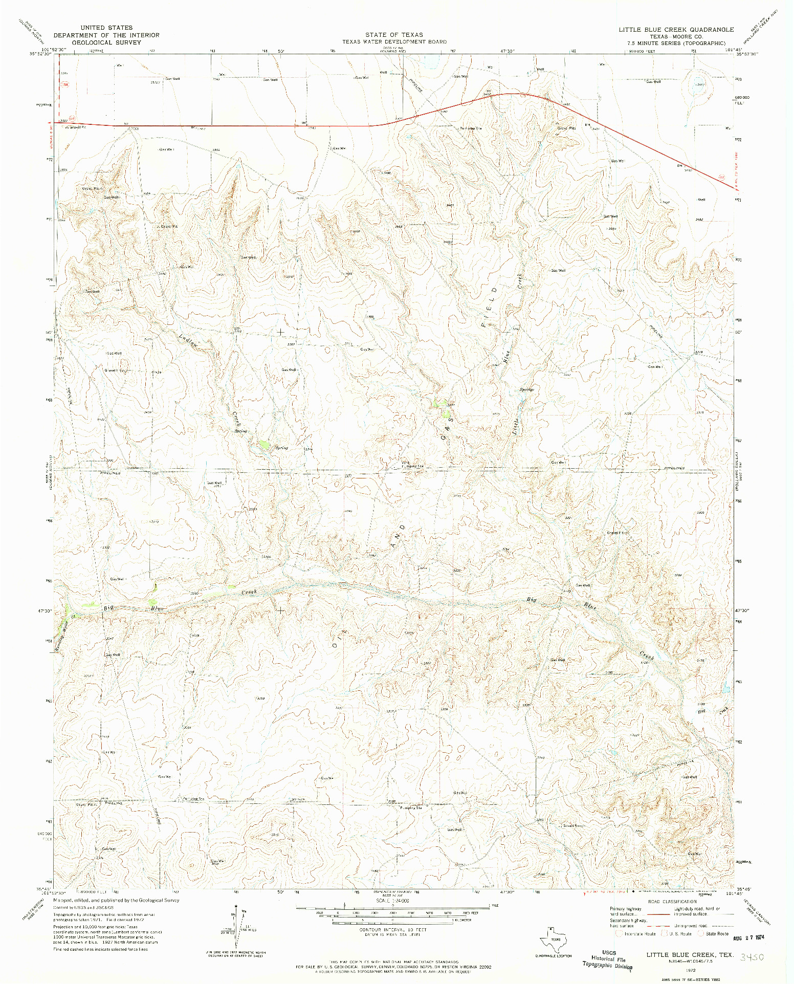 USGS 1:24000-SCALE QUADRANGLE FOR LITTLE BLUE CREEK, TX 1972