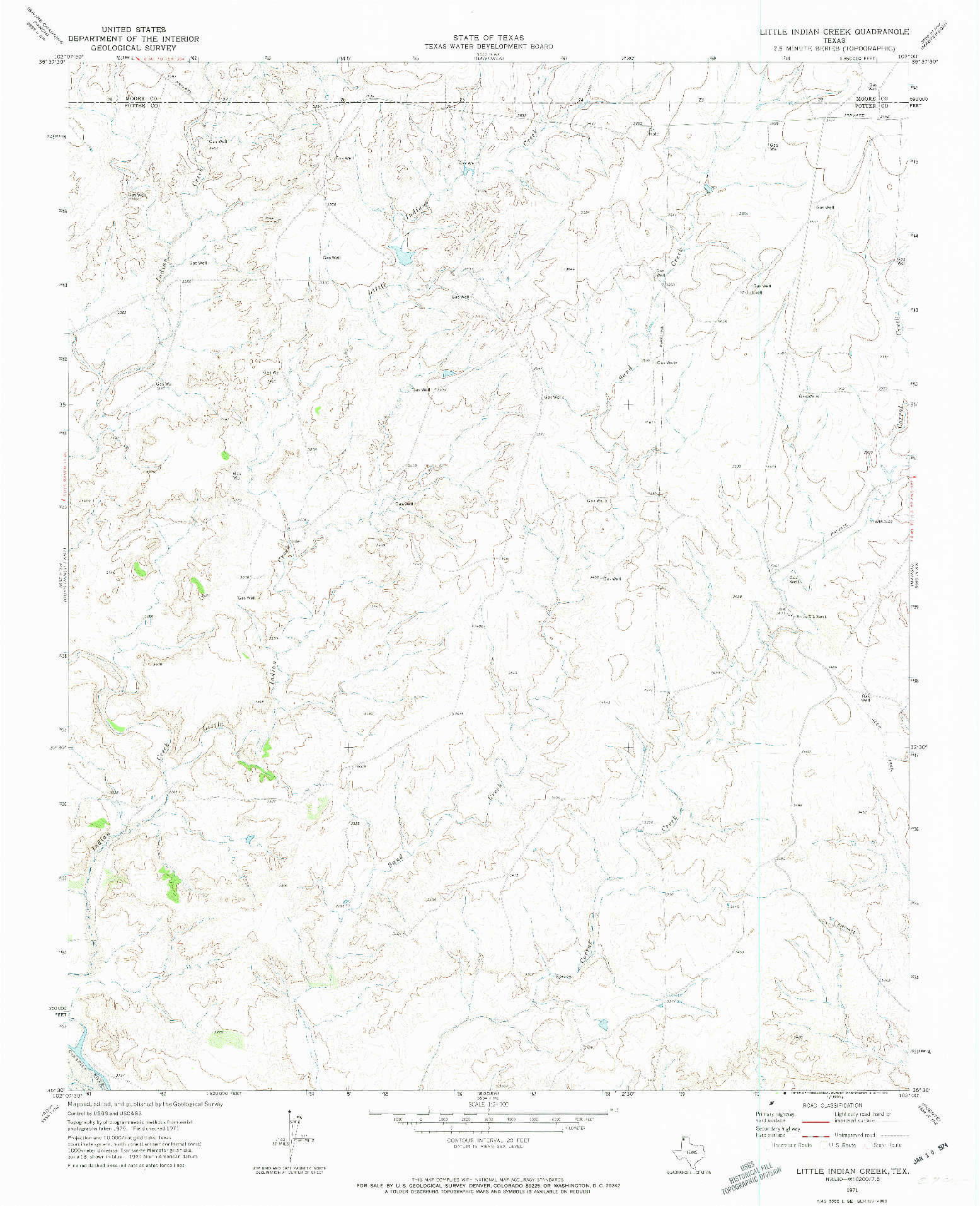 USGS 1:24000-SCALE QUADRANGLE FOR LITTLE INDIAN CREEK, TX 1971