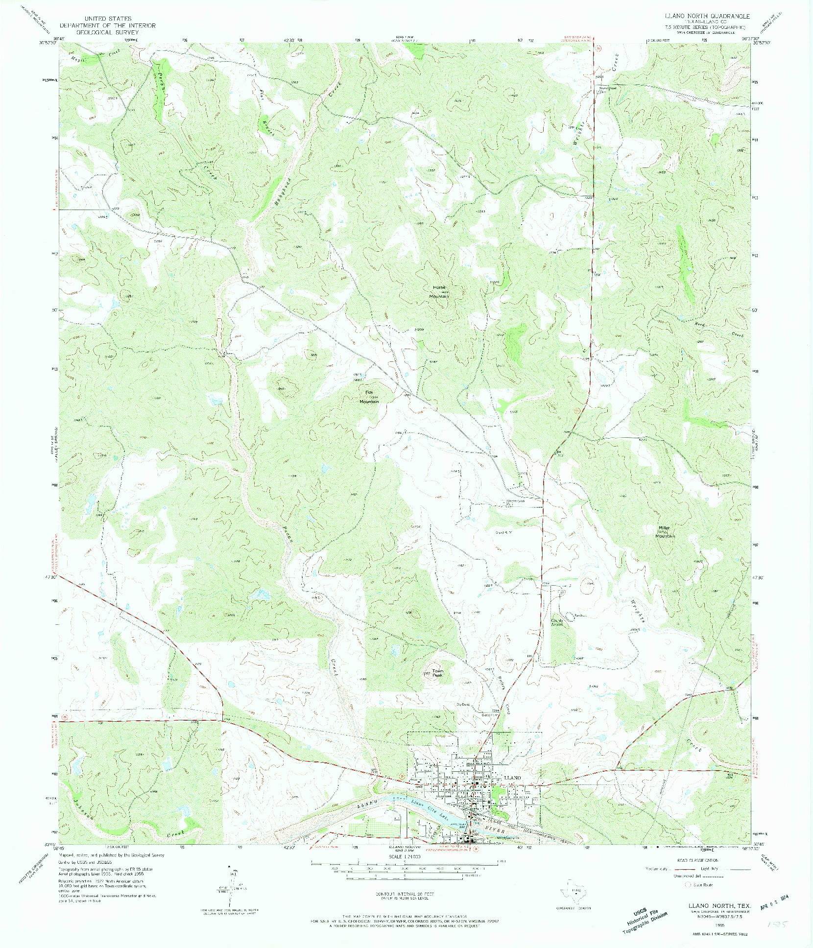 USGS 1:24000-SCALE QUADRANGLE FOR LLANO NORTH, TX 1955