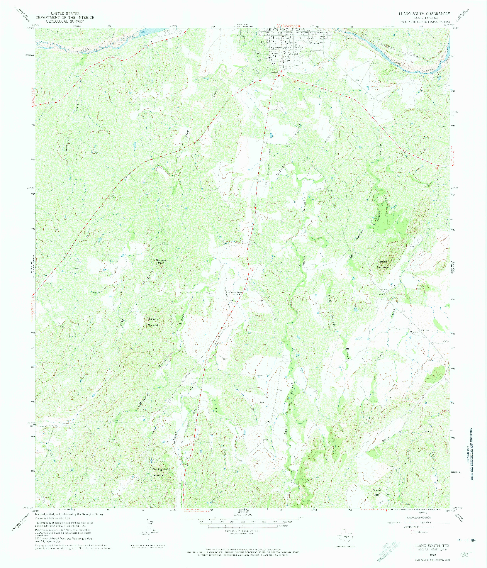USGS 1:24000-SCALE QUADRANGLE FOR LLANO SOUTH, TX 1960