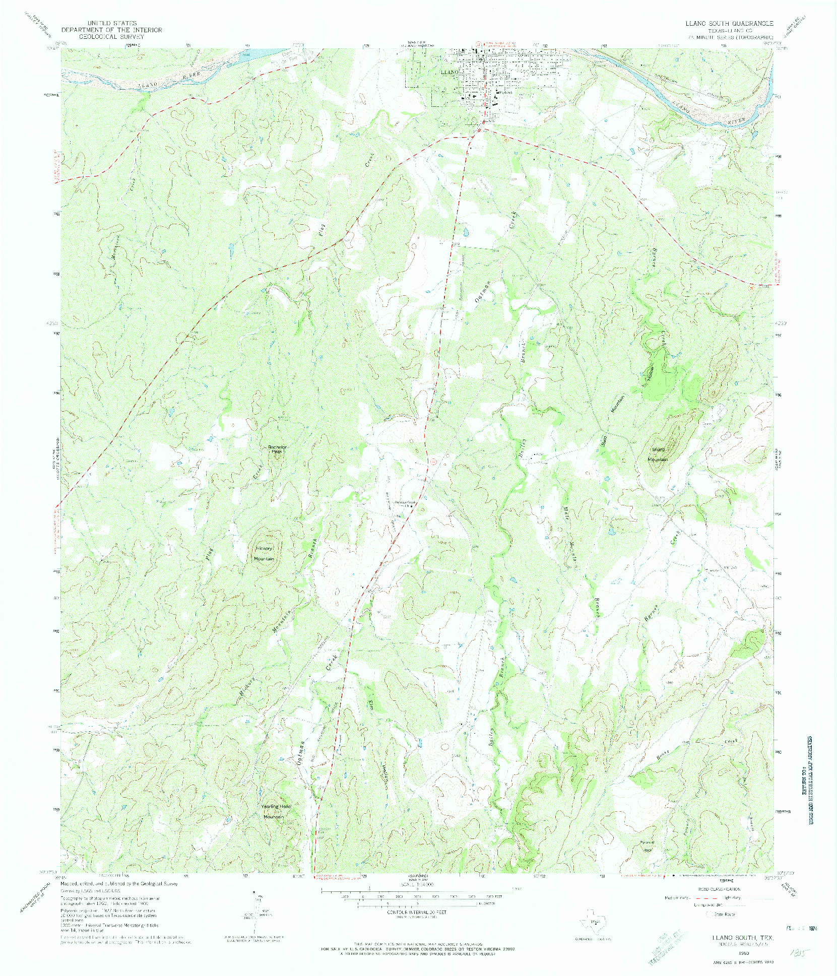 USGS 1:24000-SCALE QUADRANGLE FOR LLANO SOUTH, TX 1960