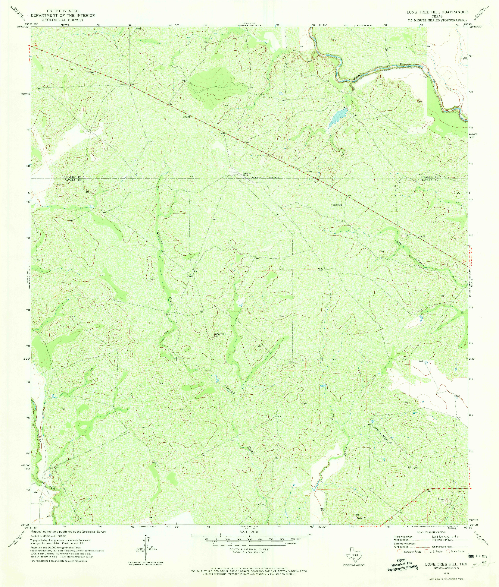 USGS 1:24000-SCALE QUADRANGLE FOR LONE TREE HILL, TX 1971