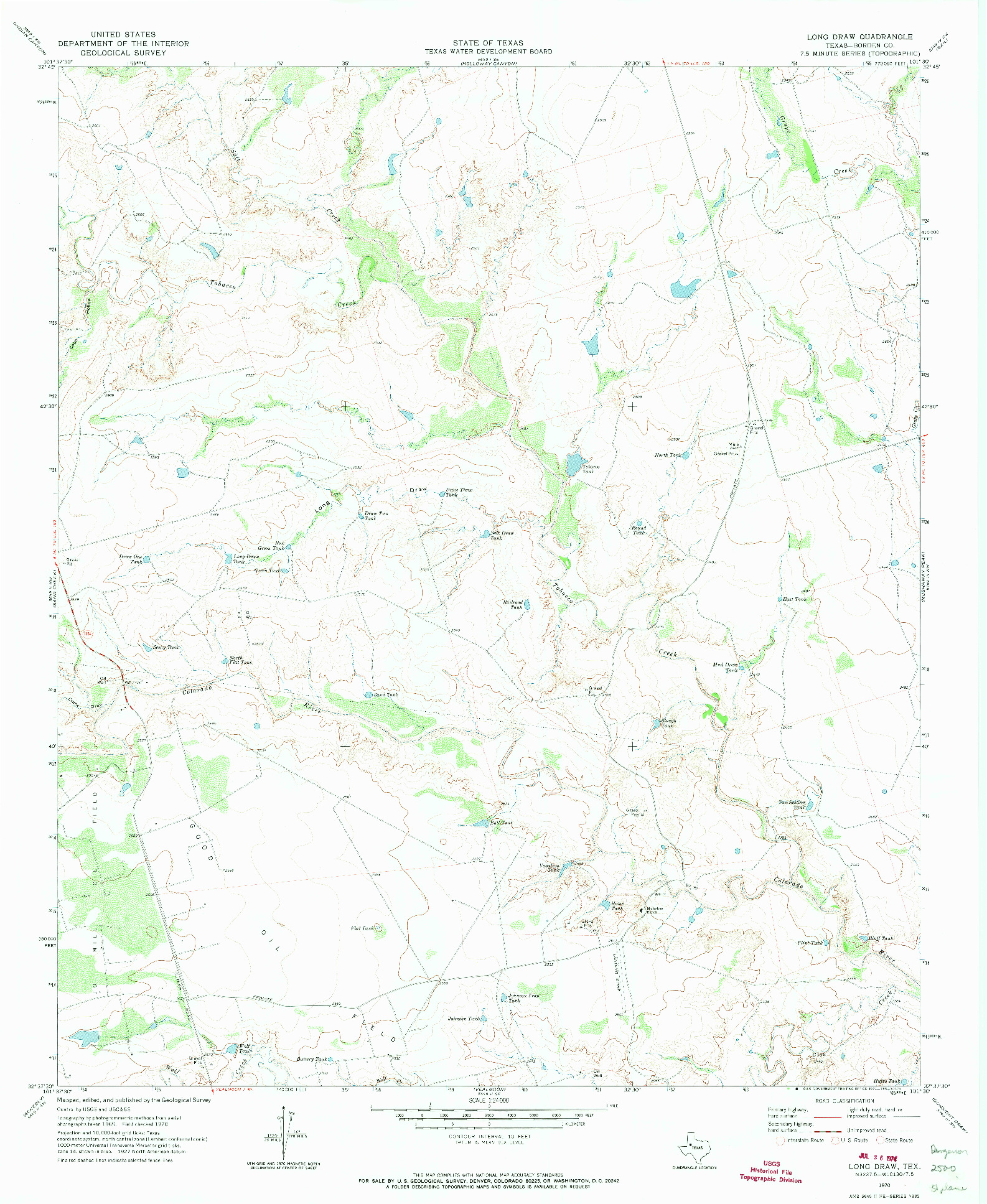 USGS 1:24000-SCALE QUADRANGLE FOR LONG DRAW, TX 1970