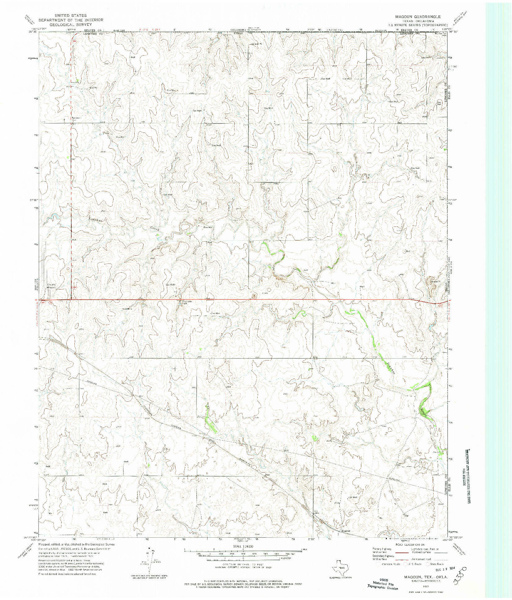 USGS 1:24000-SCALE QUADRANGLE FOR MAGOUN, TX 1972