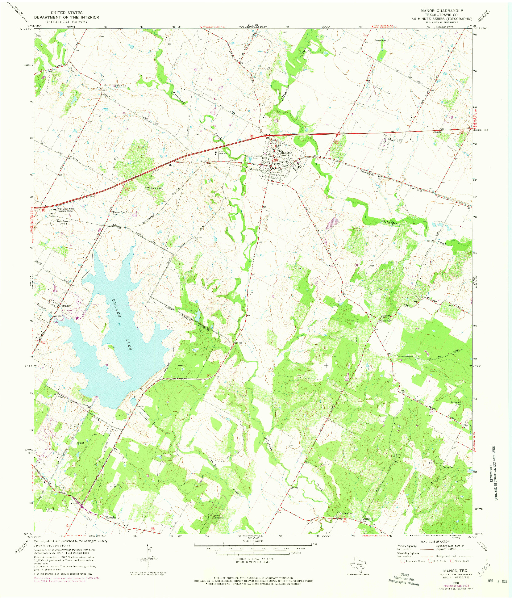 USGS 1:24000-SCALE QUADRANGLE FOR MANOR, TX 1968