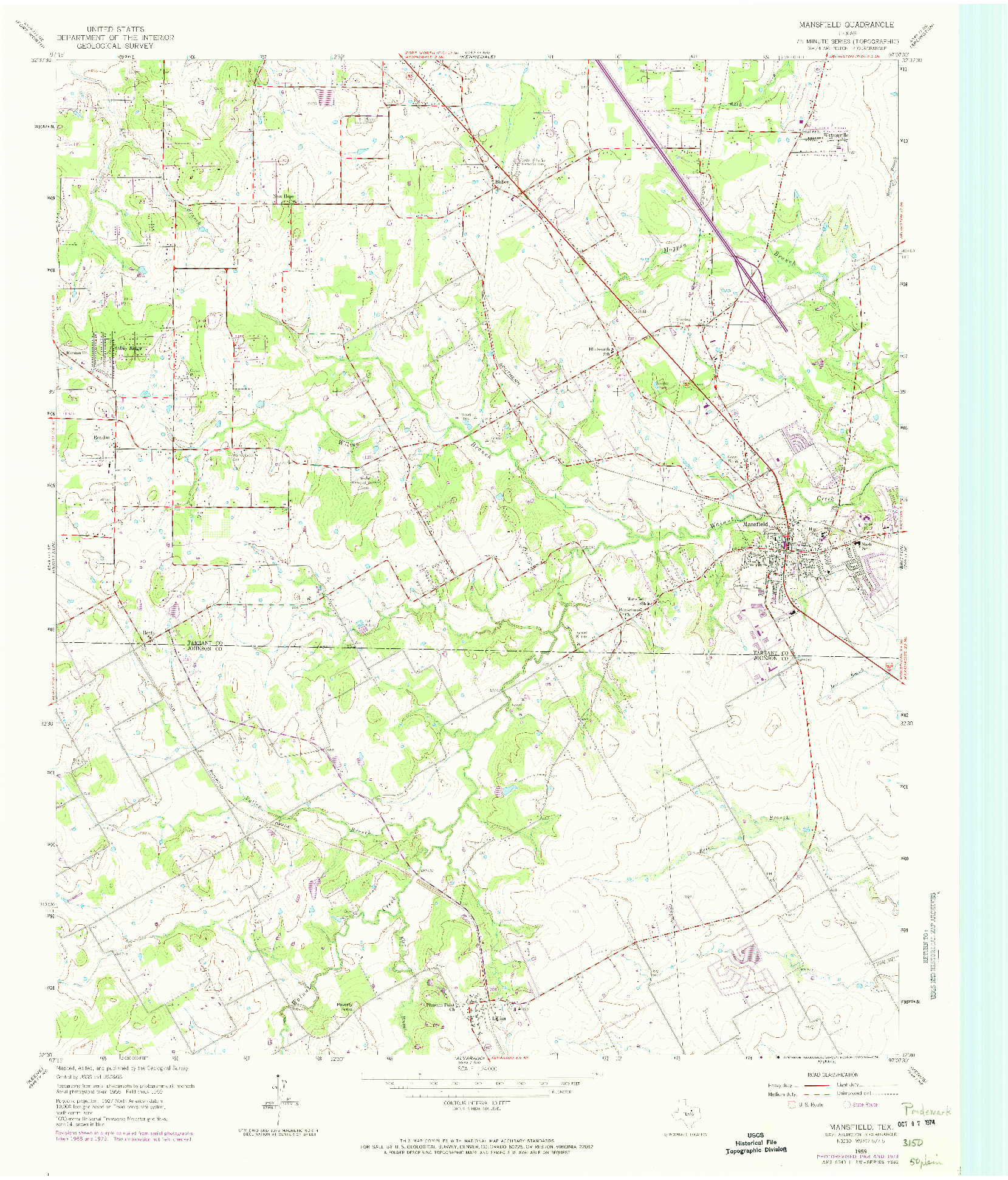 USGS 1:24000-SCALE QUADRANGLE FOR MANSFIELD, TX 1959