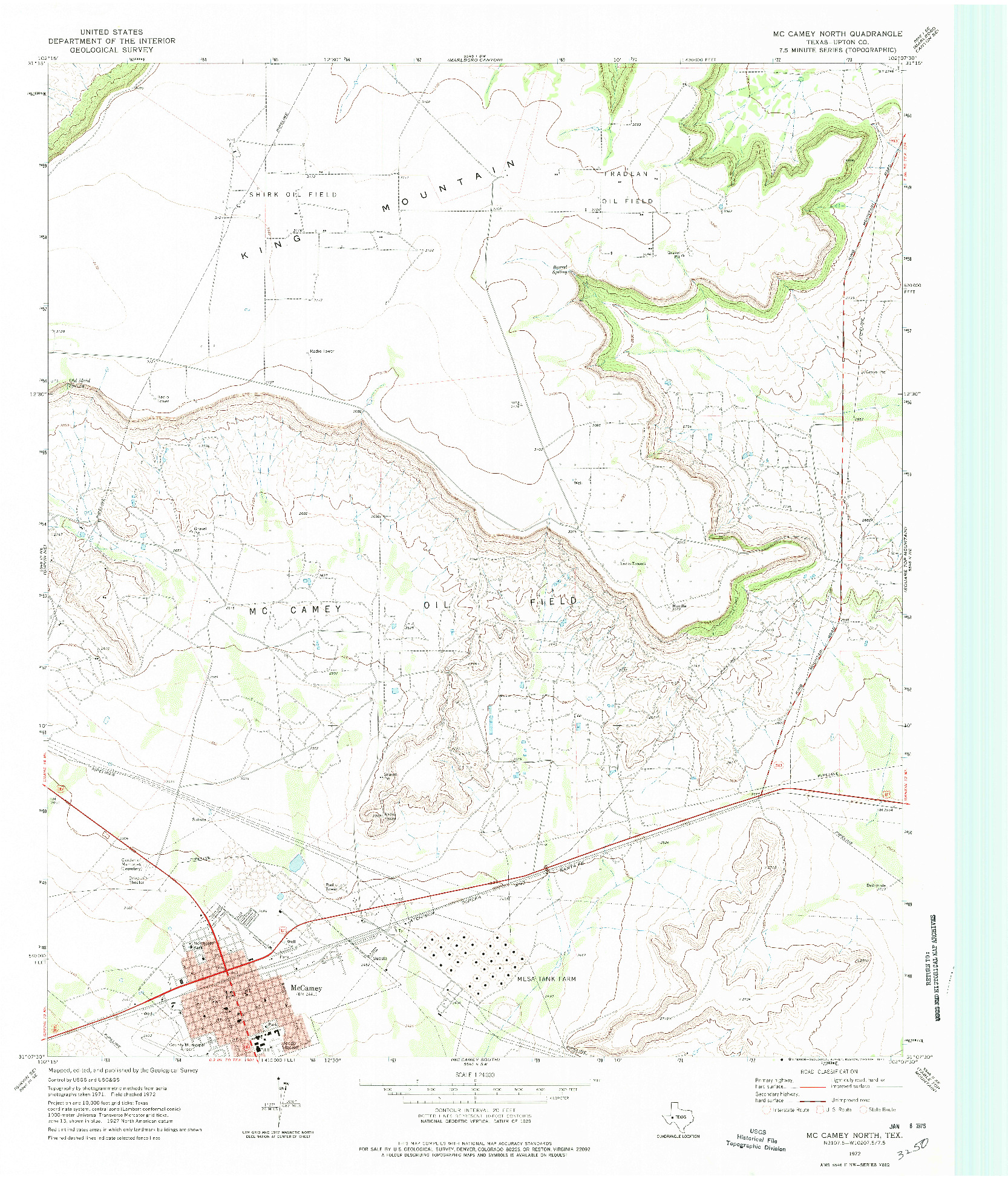 USGS 1:24000-SCALE QUADRANGLE FOR MCCAMEY NORTH, TX 1972