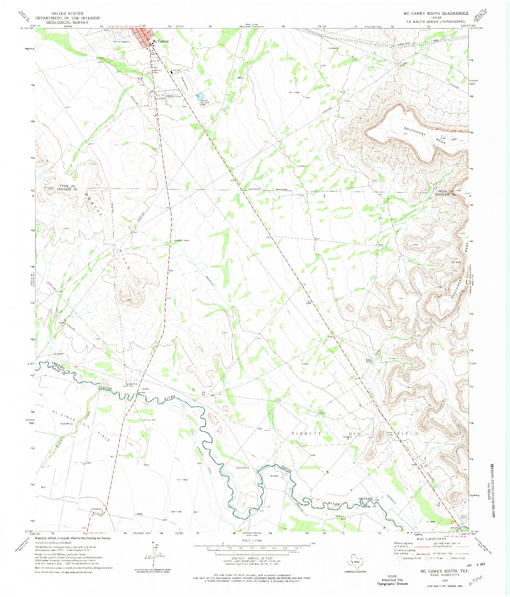 USGS 1:24000-SCALE QUADRANGLE FOR MCCAMEY SOUTH, TX 1972