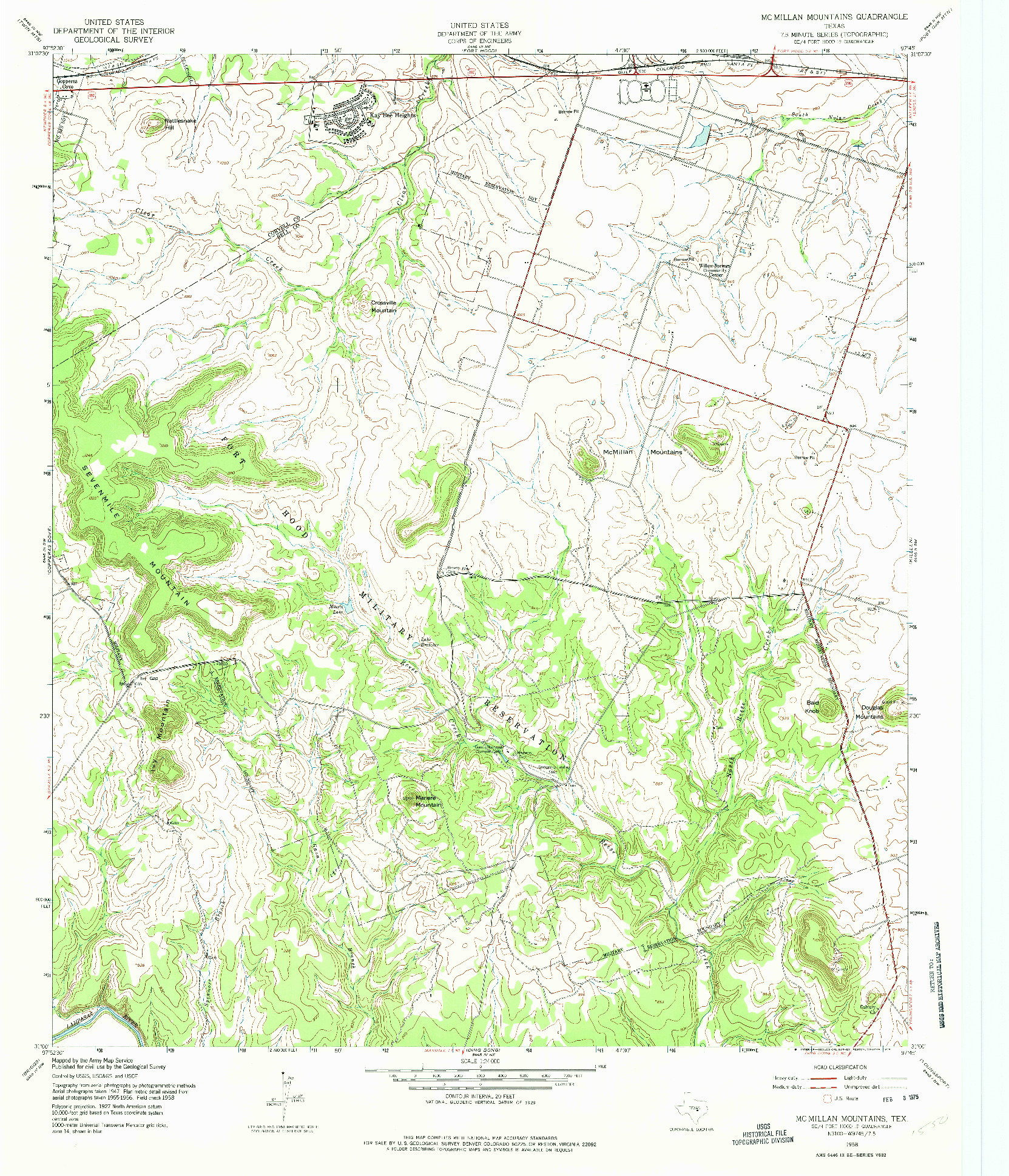 USGS 1:24000-SCALE QUADRANGLE FOR MCMILLAN MOUNTAINS, TX 1958