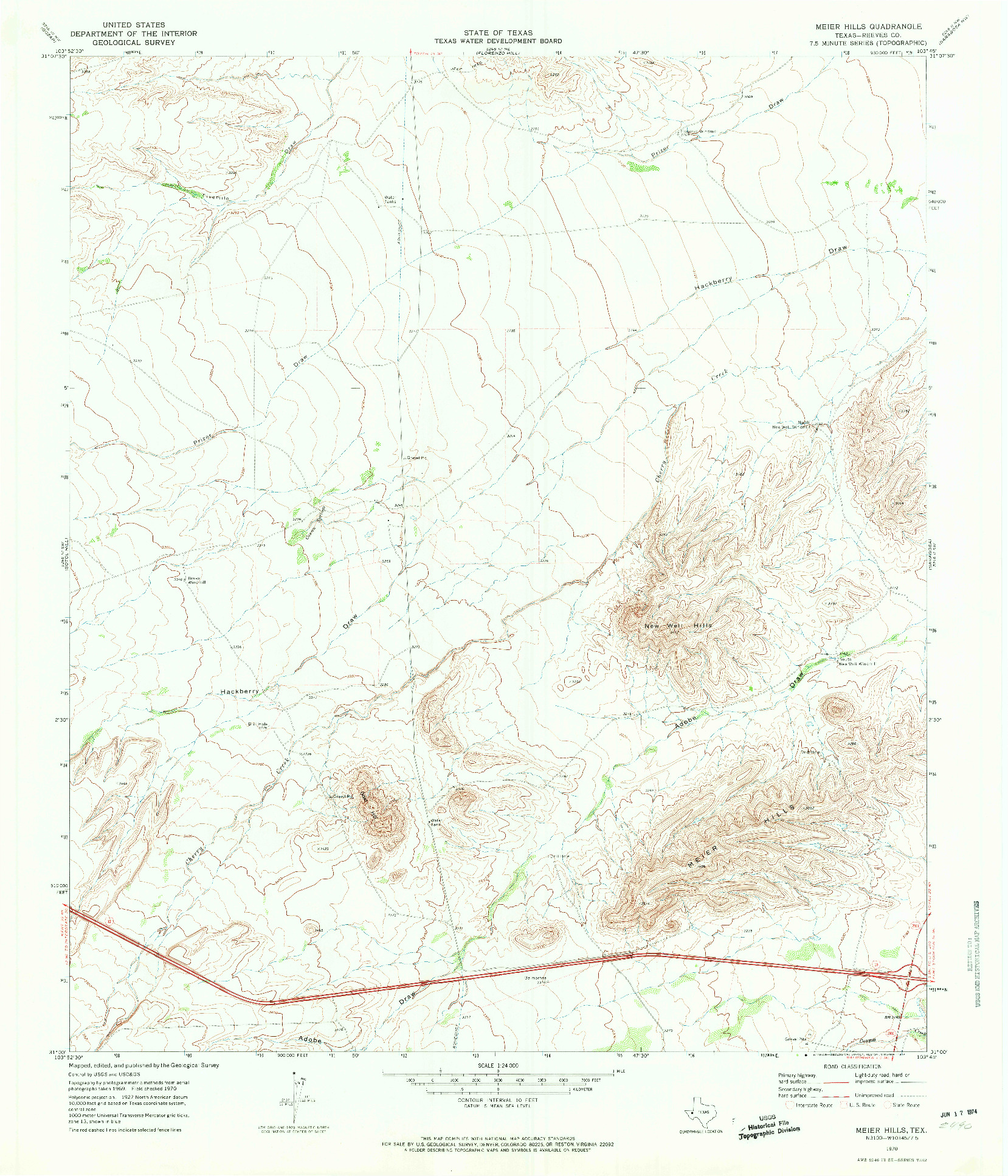 USGS 1:24000-SCALE QUADRANGLE FOR MEIER HILLS, TX 1970