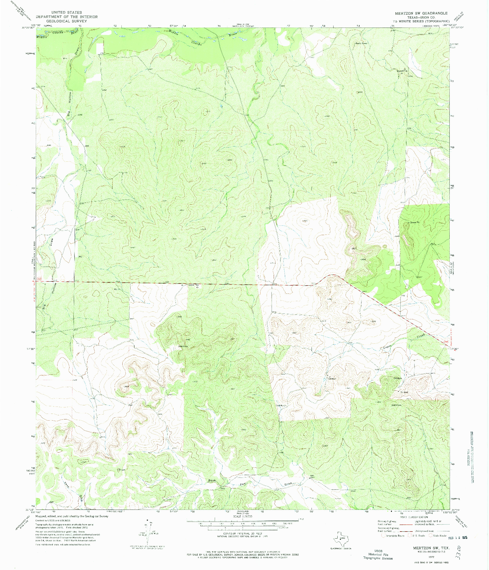 USGS 1:24000-SCALE QUADRANGLE FOR MERTZON SW, TX 1972