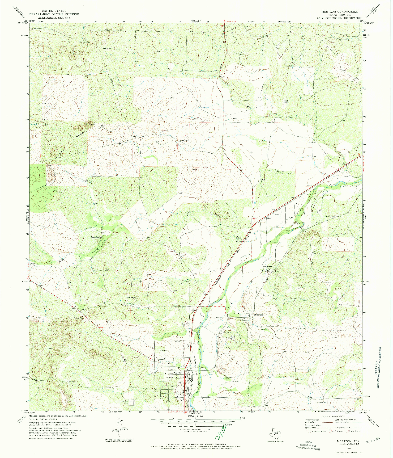 USGS 1:24000-SCALE QUADRANGLE FOR MERTZON, TX 1972