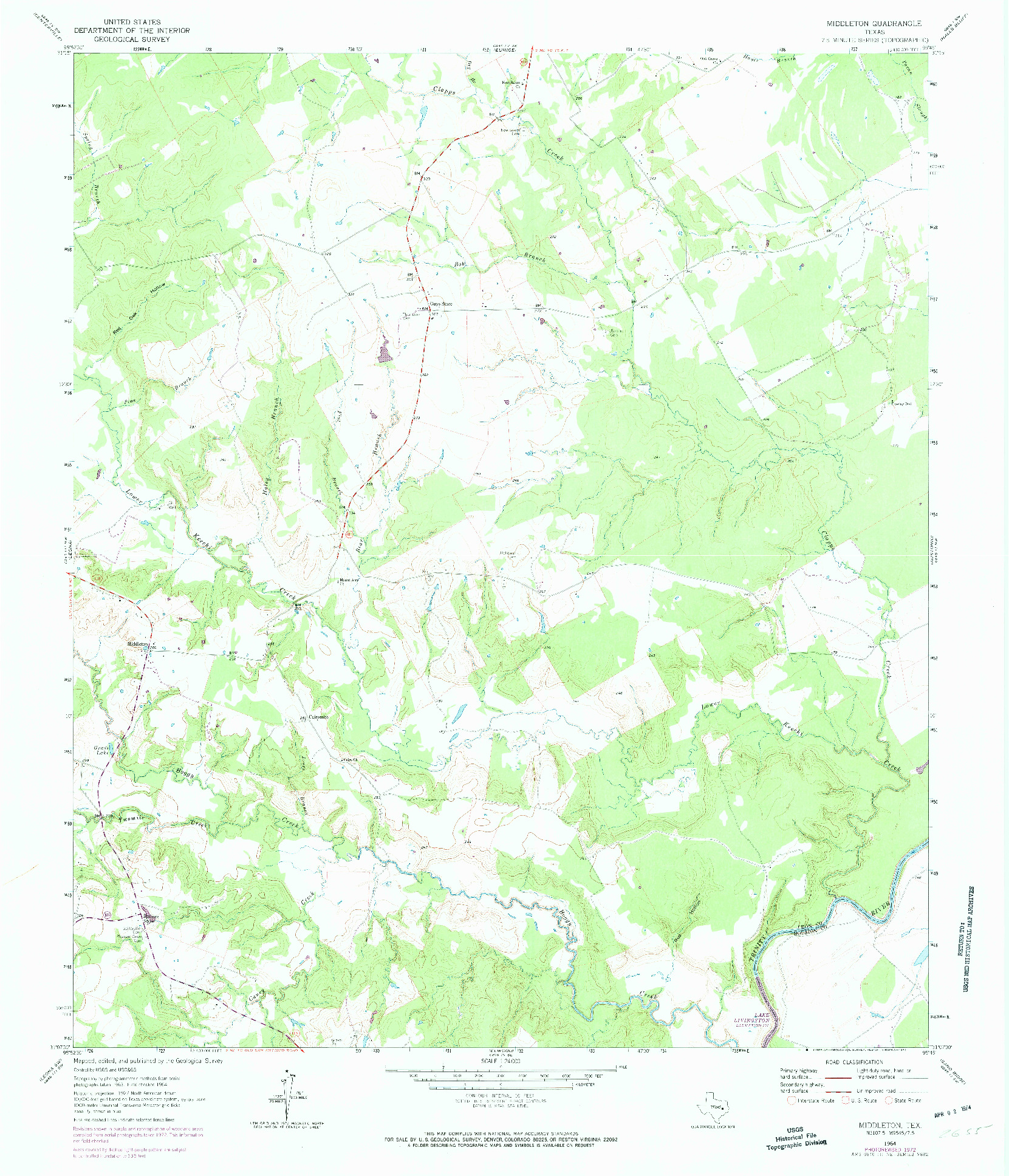 USGS 1:24000-SCALE QUADRANGLE FOR MIDDLETON, TX 1964