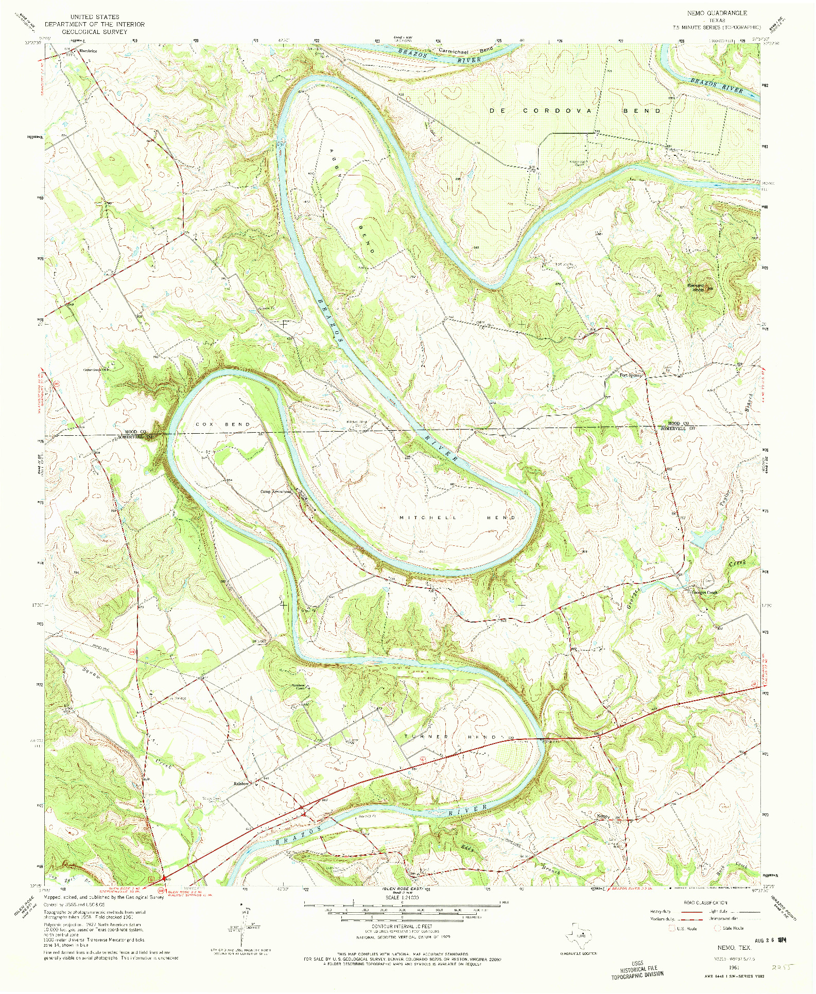 USGS 1:24000-SCALE QUADRANGLE FOR NEMO, TX 1961