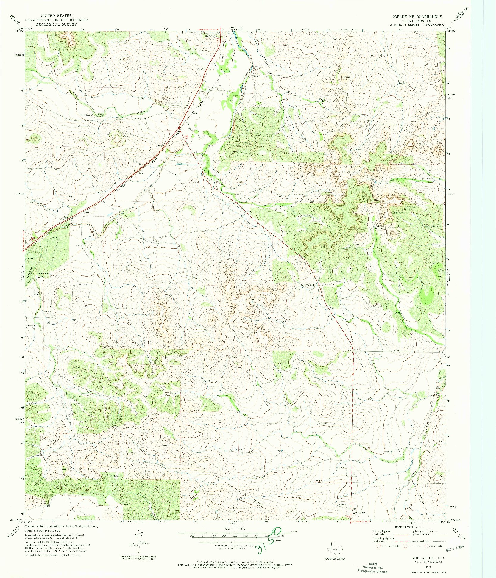 USGS 1:24000-SCALE QUADRANGLE FOR NOELKE NE, TX 1972