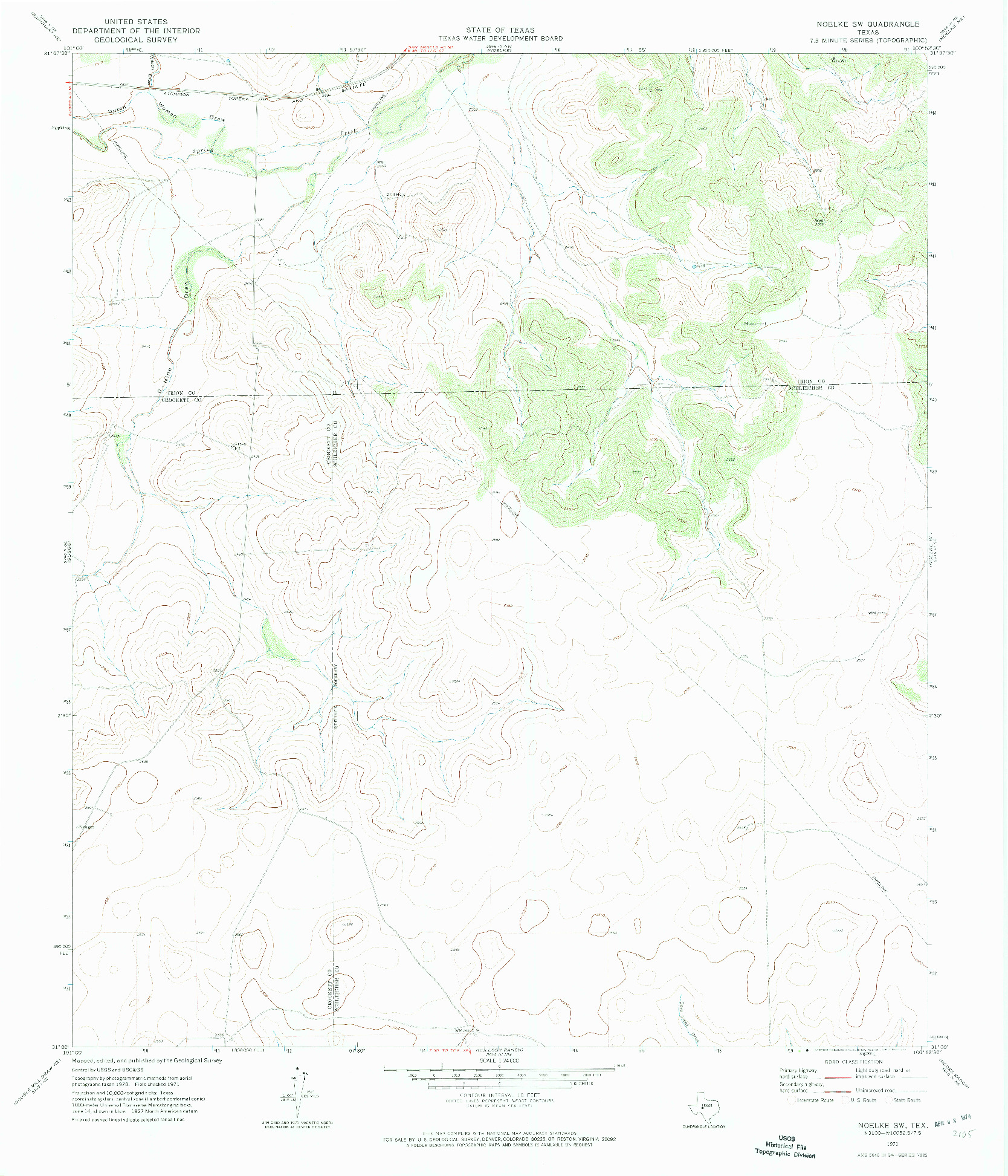 USGS 1:24000-SCALE QUADRANGLE FOR NOELKE SW, TX 1971