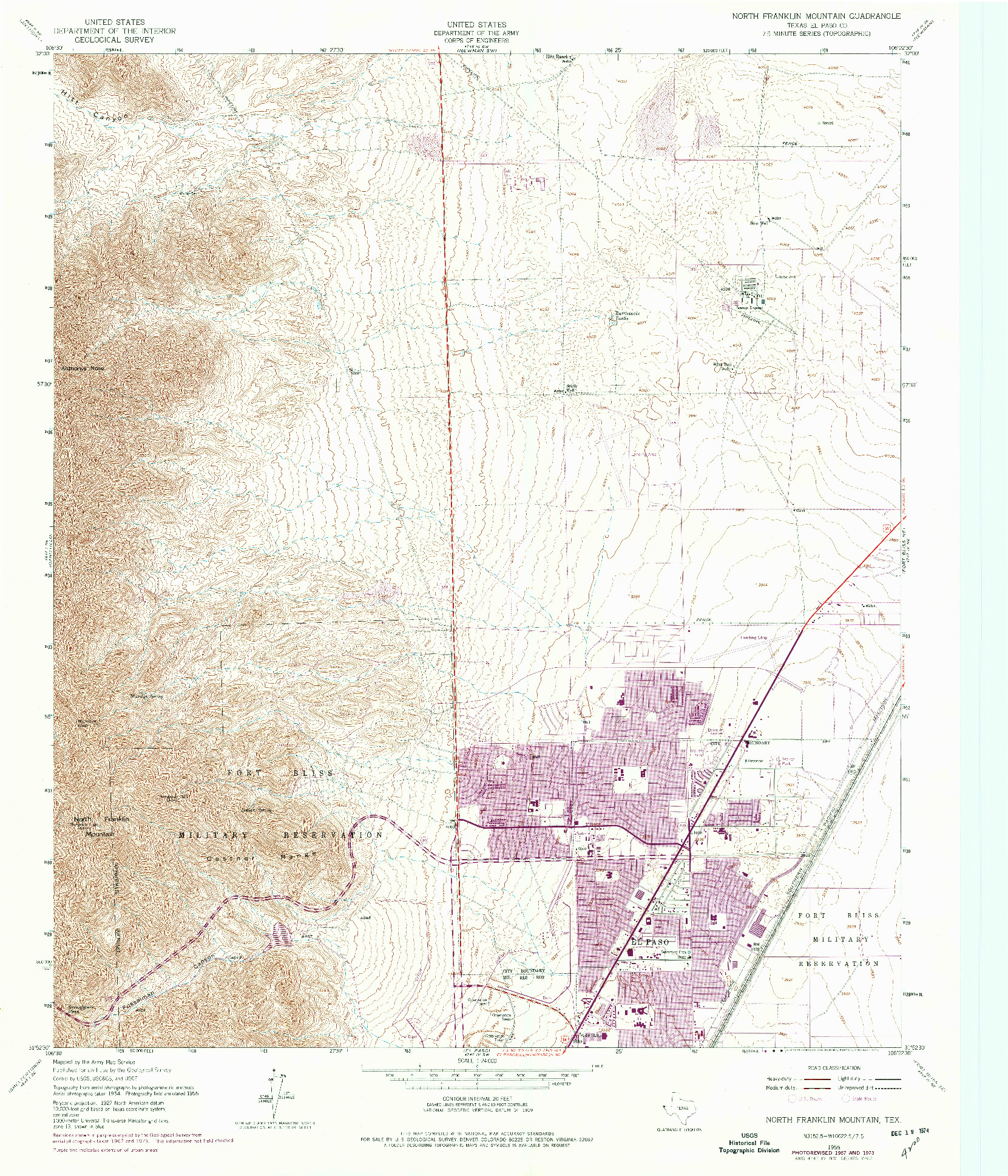 USGS 1:24000-SCALE QUADRANGLE FOR NORTH FRANKLIN MOUNTAIN, TX 1955