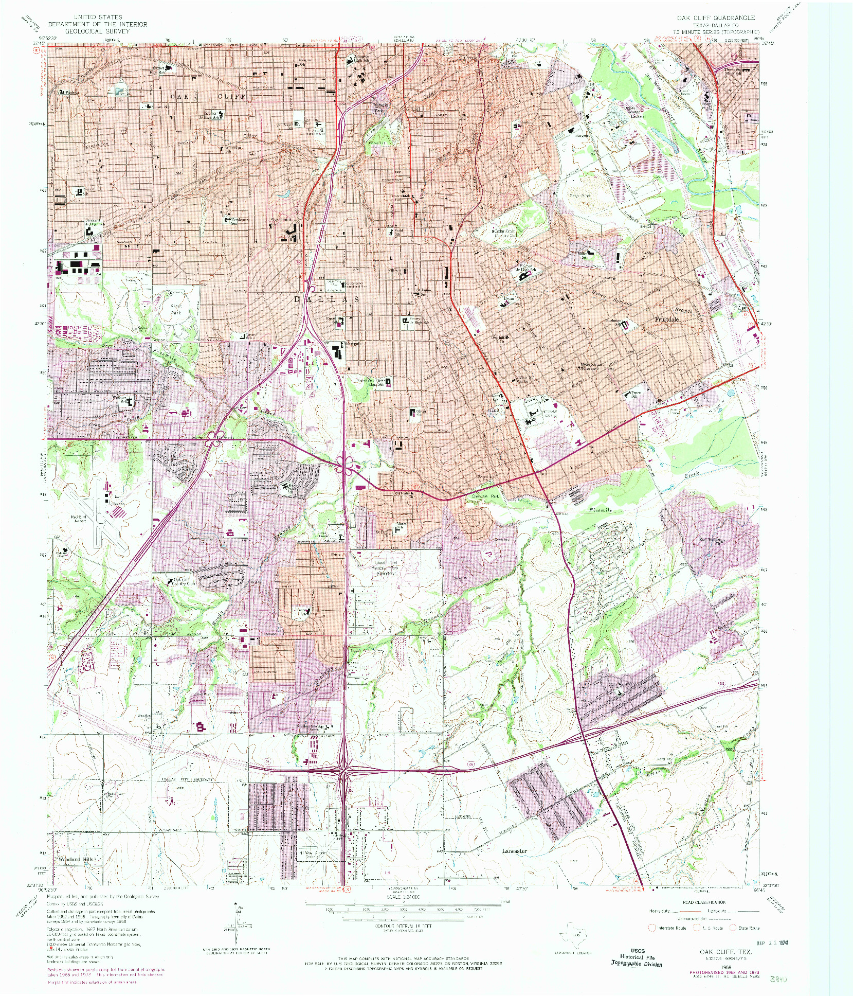 USGS 1:24000-SCALE QUADRANGLE FOR OAK CLIFF, TX 1958