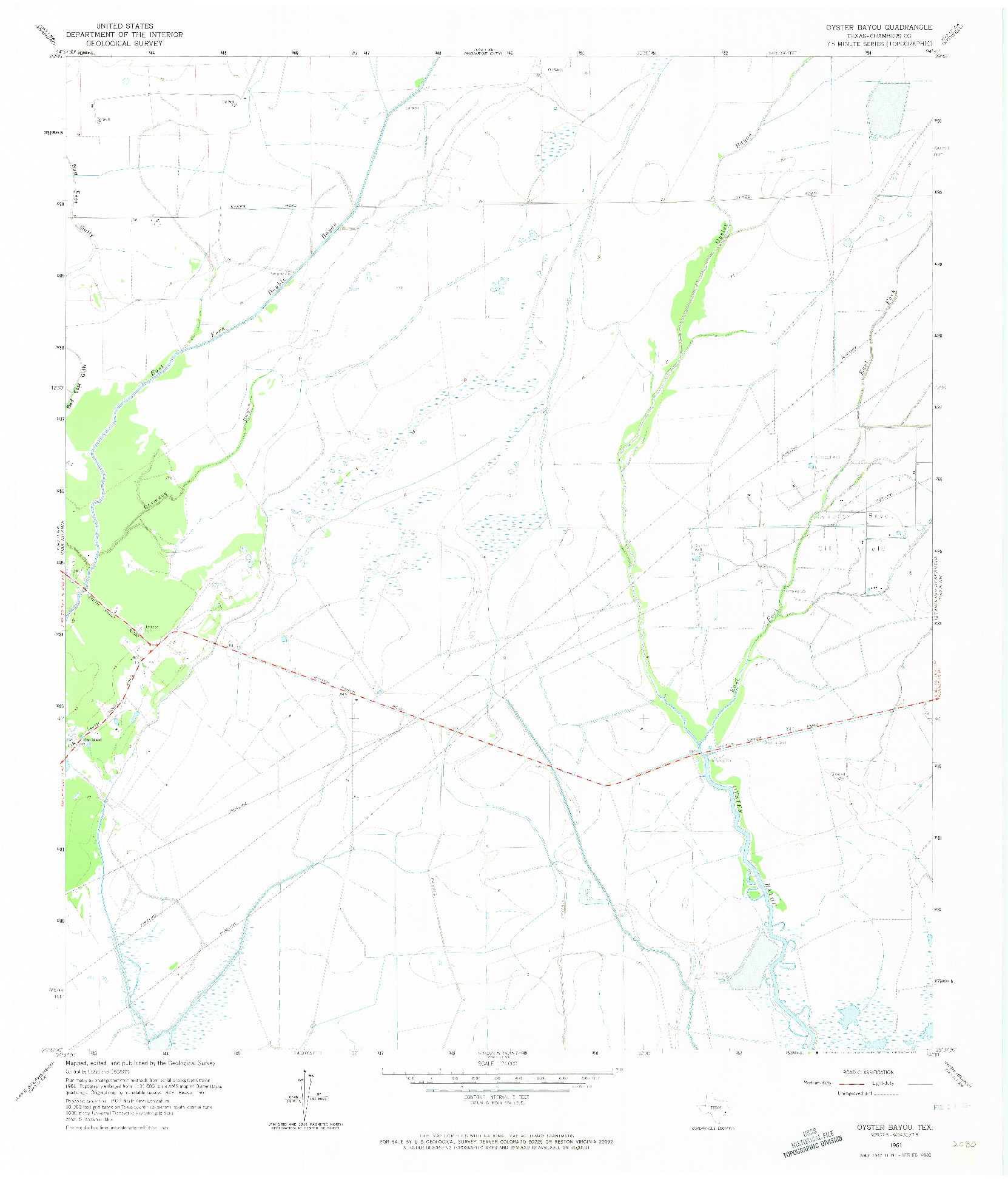 USGS 1:24000-SCALE QUADRANGLE FOR OYSTER BAYOU, TX 1961