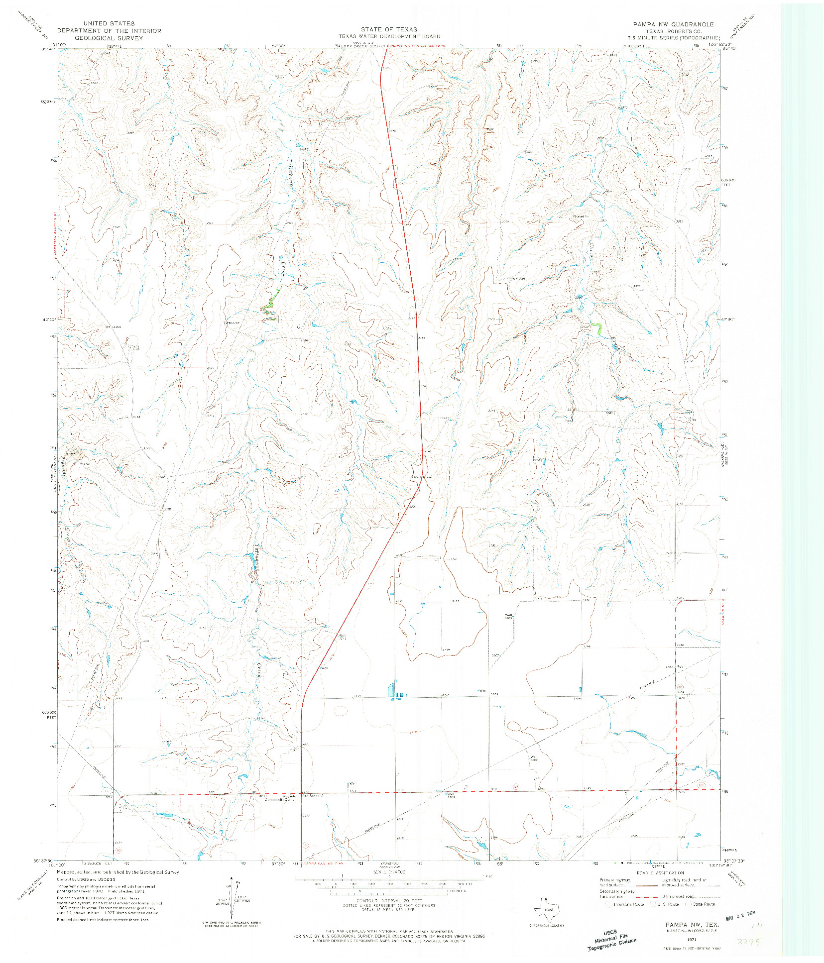 USGS 1:24000-SCALE QUADRANGLE FOR PAMPA NW, TX 1971